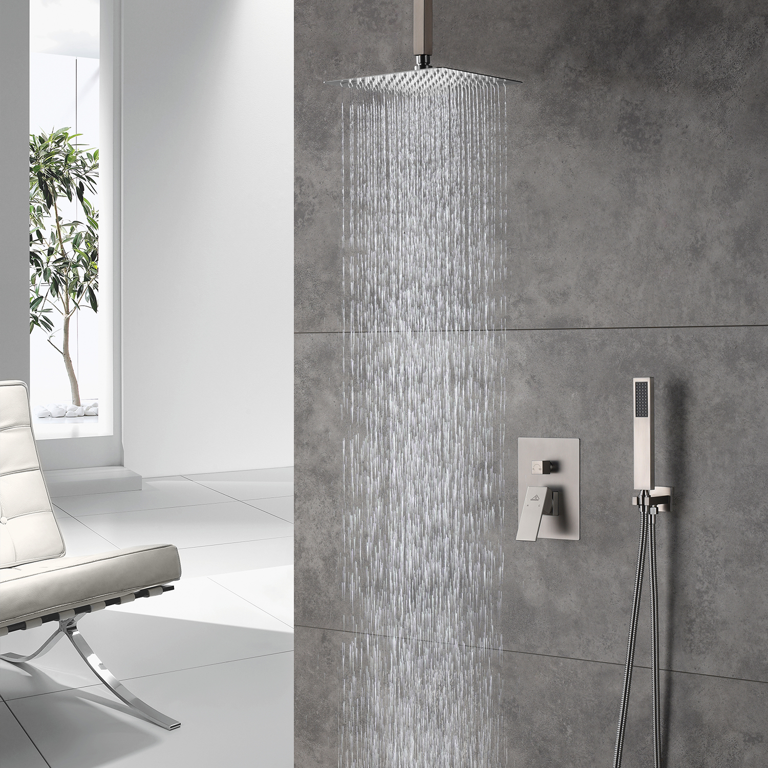 Casainc 2 Function 10" Ceiling Mount Dual Shower Heads Shower System In Black