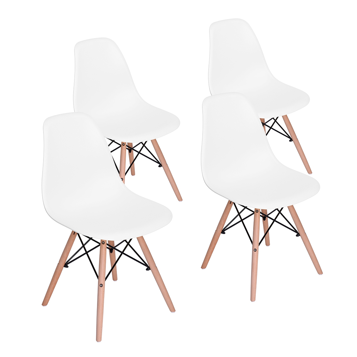 Set Of 4 Plastic Dinning Chair - White