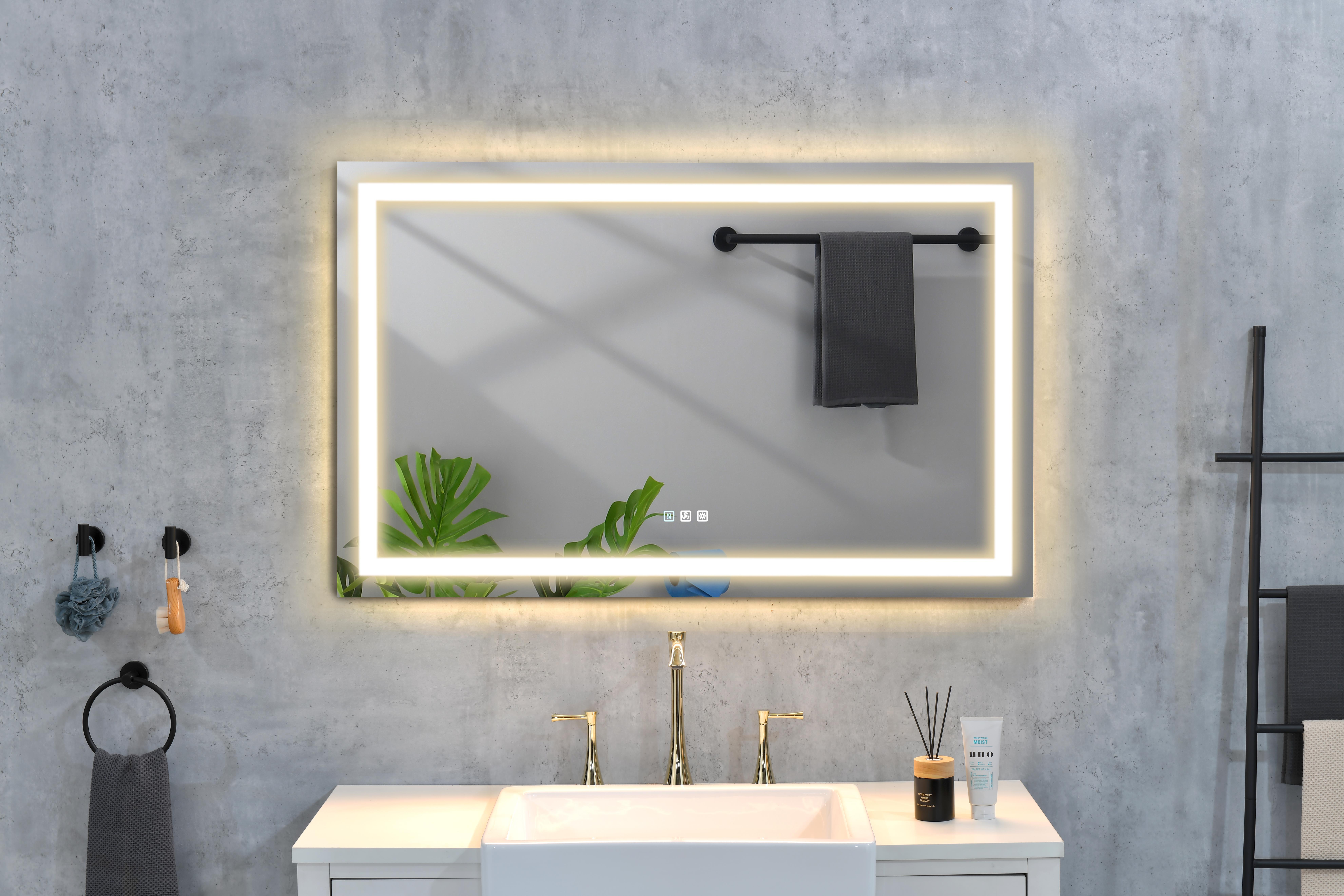 42x 24 Inch LED Mirror Bathroom Vanity Mirrors with Lights, Wall Mounted Anti-Fog Memory Large Dimmable Front Light Makeup Mirror-CASAINC