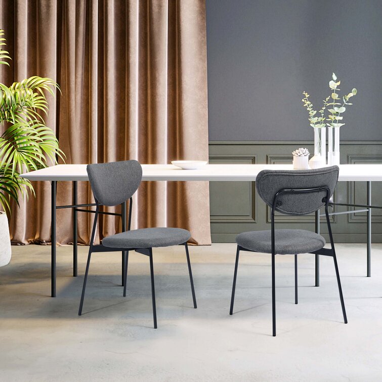 Modern Metal Dining Chair Set Of 2 - Grey