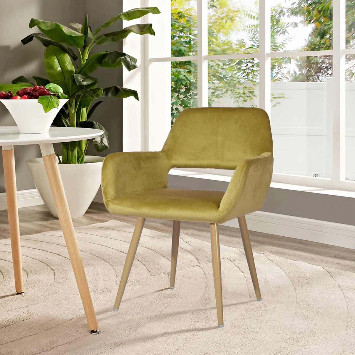 Upholstered Dinning Chair 1PC, Yellow