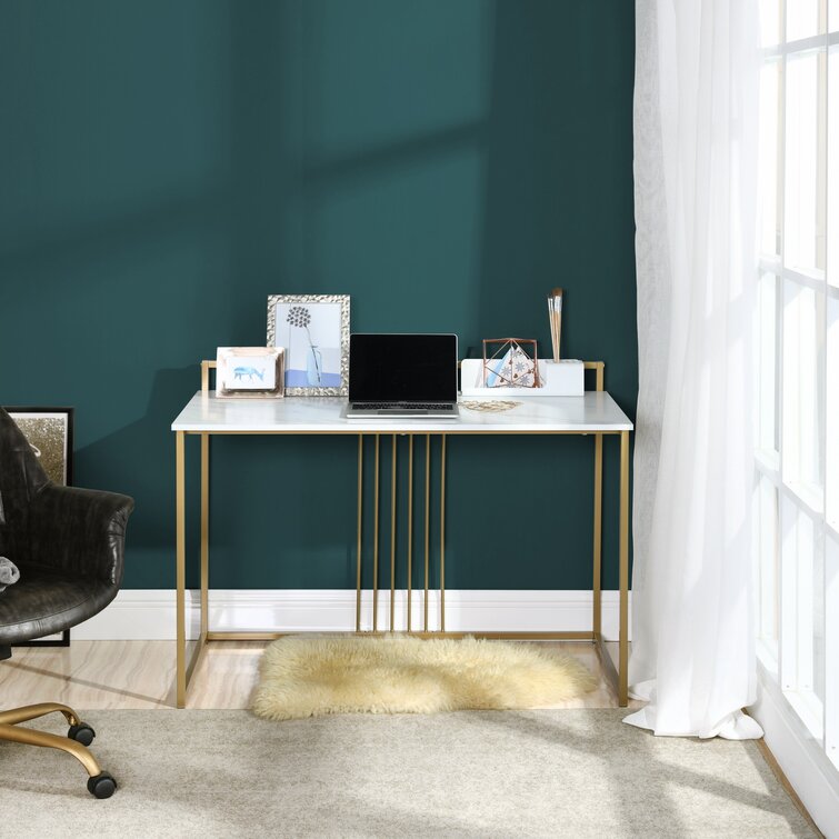 46.5" Writing desk - marble top & gold leg
