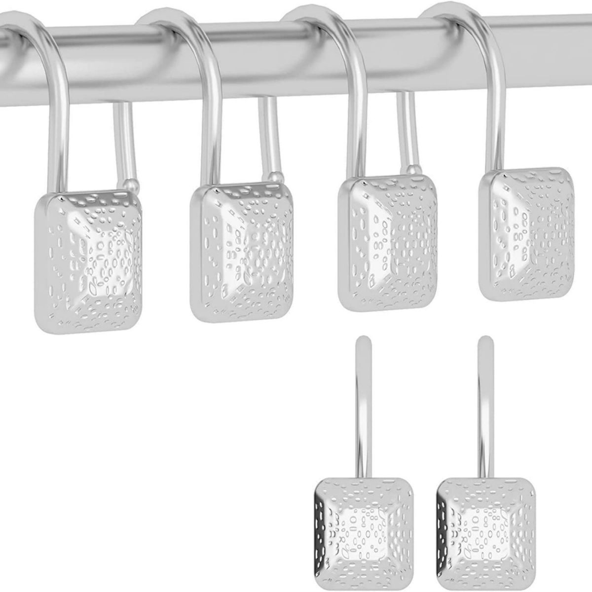 Silver Shower Curtain Hook, Zinc Alloy Hook, Oval,Set of 12