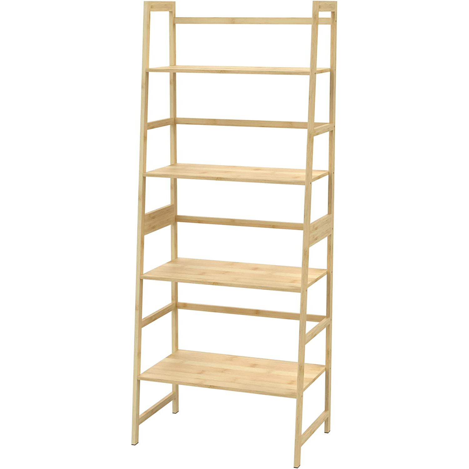 Bookshelf, Ladder Shelf, 4 Tier Tall Bookcase, Modern Open Book Case for Bedroom, Living Room, Office (NATURAL)-CASAINC