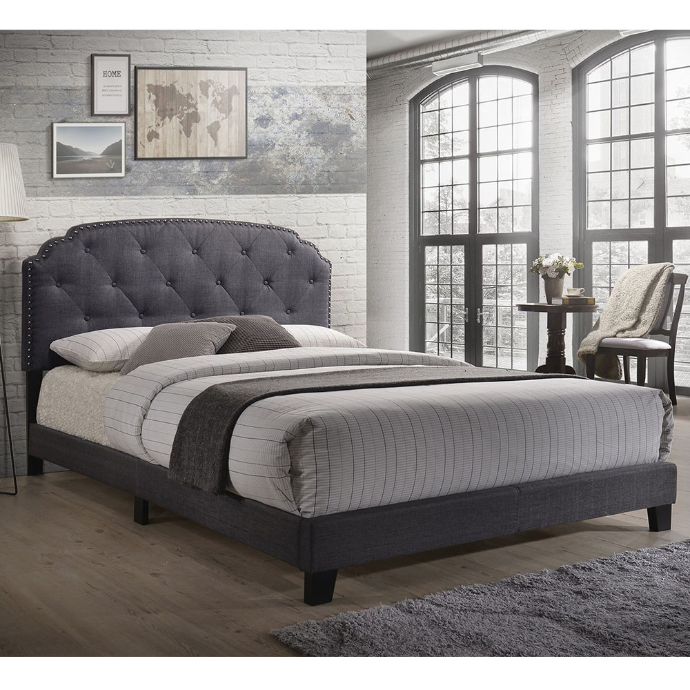 ACME Tradilla Queen Bed in Gray Fabric-CASAINC