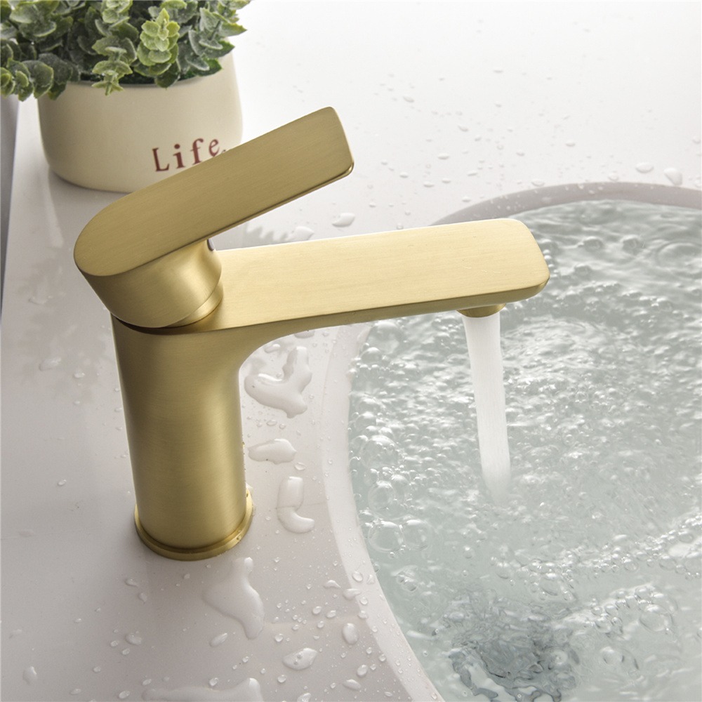 Casainc Single-Handle Bathroom Sink Faucet in Brushed Gold with Water Supply Lines-CASAINC