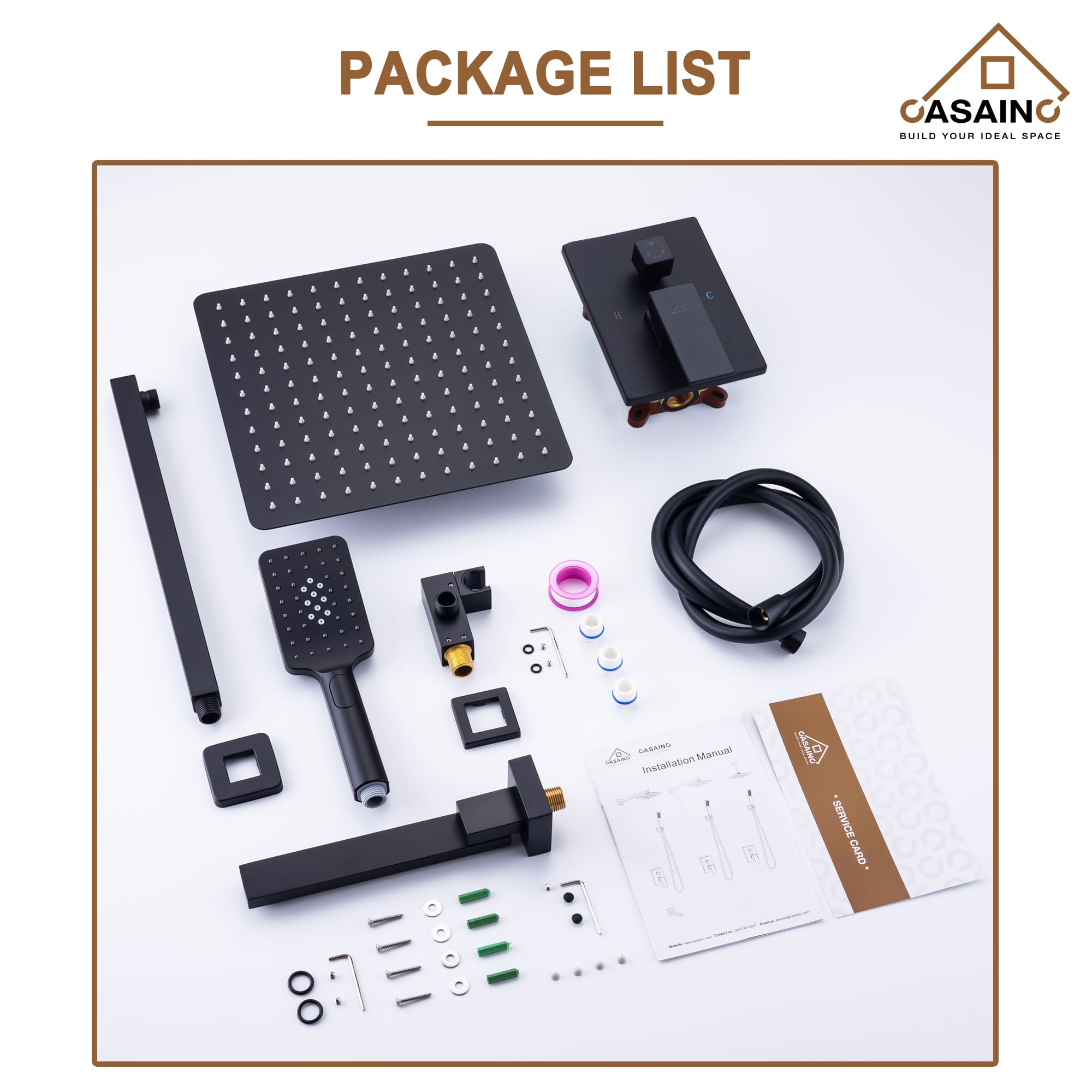 CASAINC Shower System with Rain Shower and Handheld and Tub Faucet Shower Set 