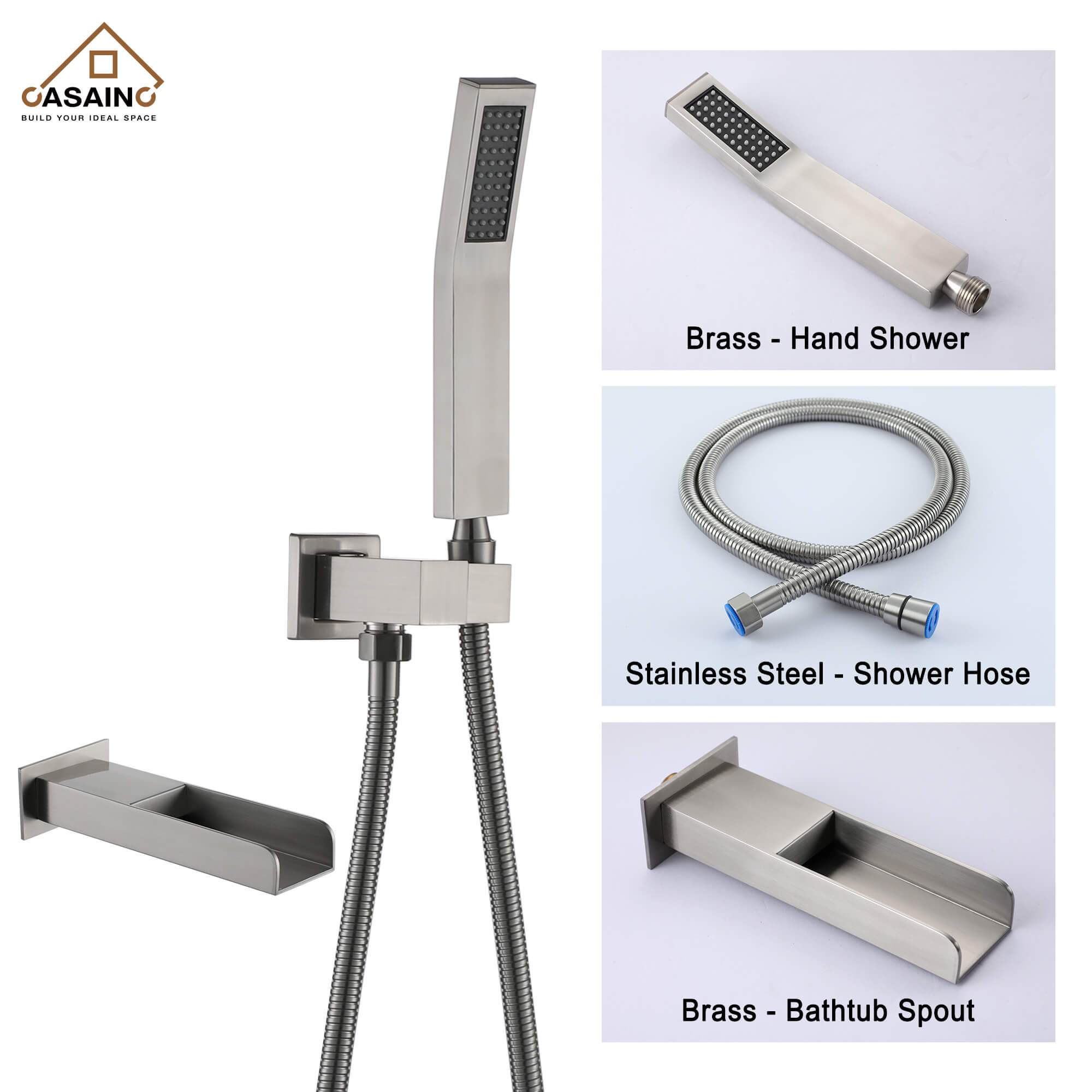 CASAINC Shower System with Cascading Tub Filler