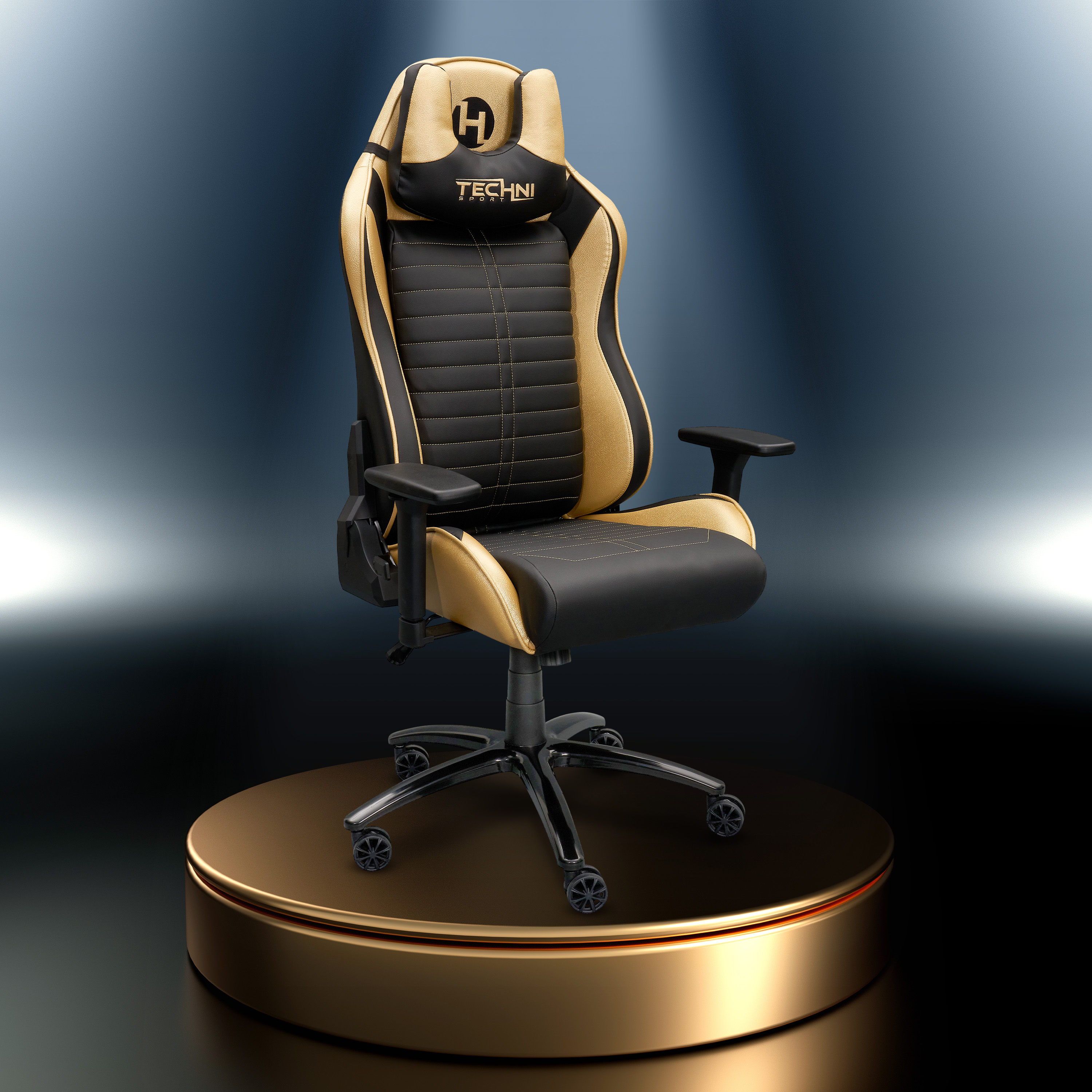 Techni Sport Ergonomic Racing Style Gaming  Chair - Golden-CASAINC