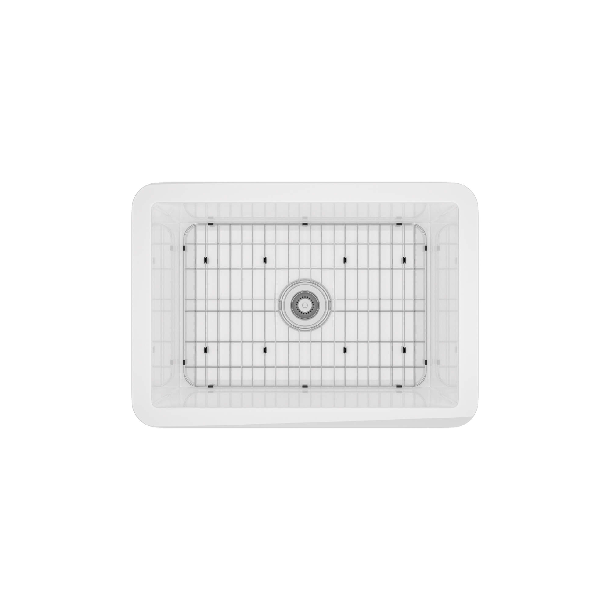 27 in. Undermount Single Bowl Fireclay Kitchen Sink with Grid and Drainer With cUPC Certified, in Glossy White/Matte Black/Matte Gray