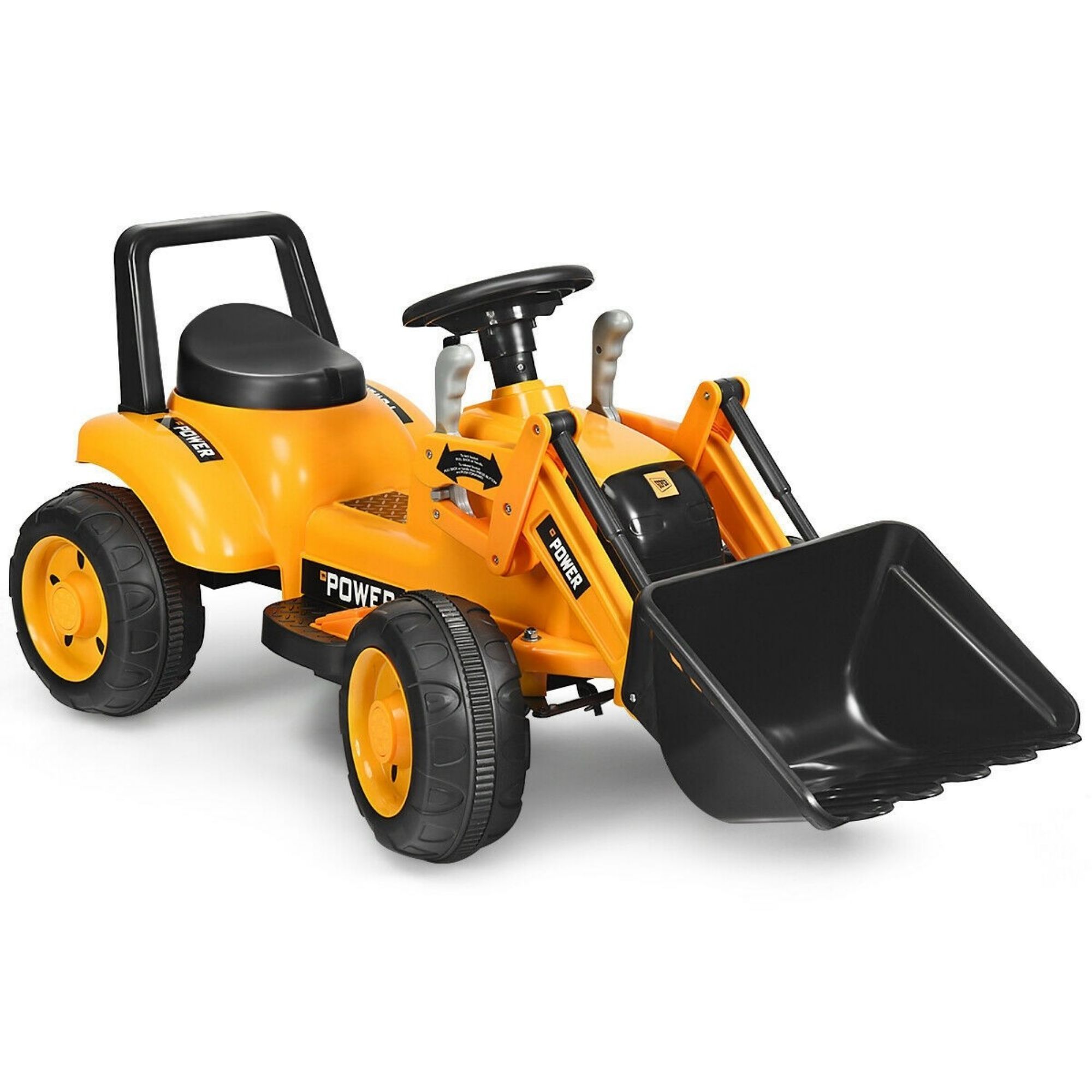 Kids Ride On Excavator Digger 6V Battery Powered Tractor -Yellow-CASAINC
