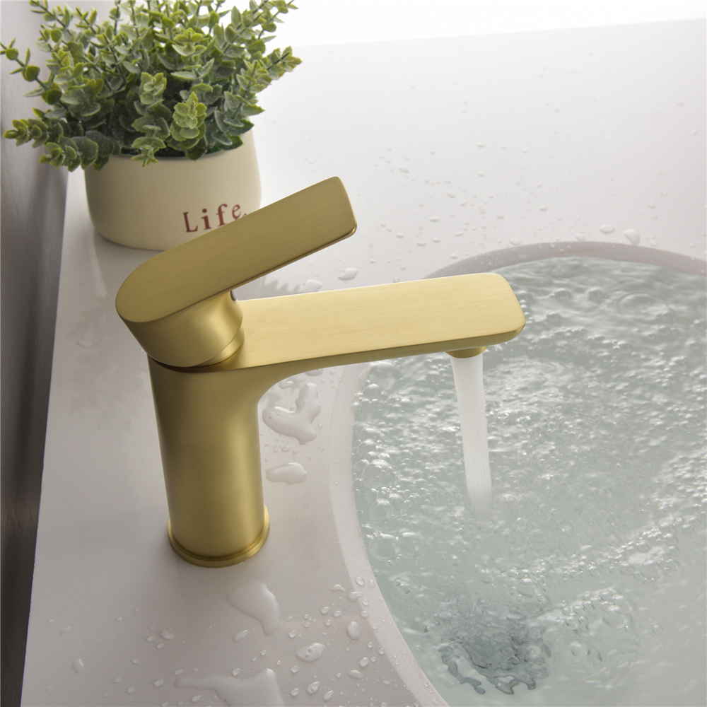 Casainc Single-Handle Bathroom Sink Faucet in Brushed Gold with Water Supply Lines-CASAINC