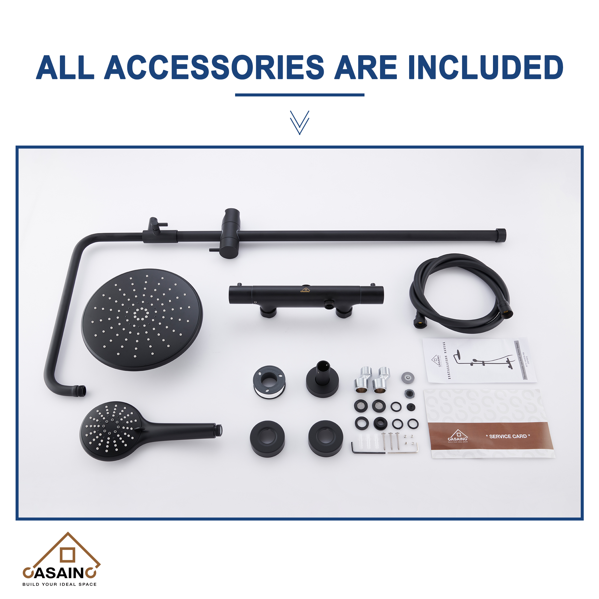 CASAINC 9.5 inch Thermostatic rain shower faucet