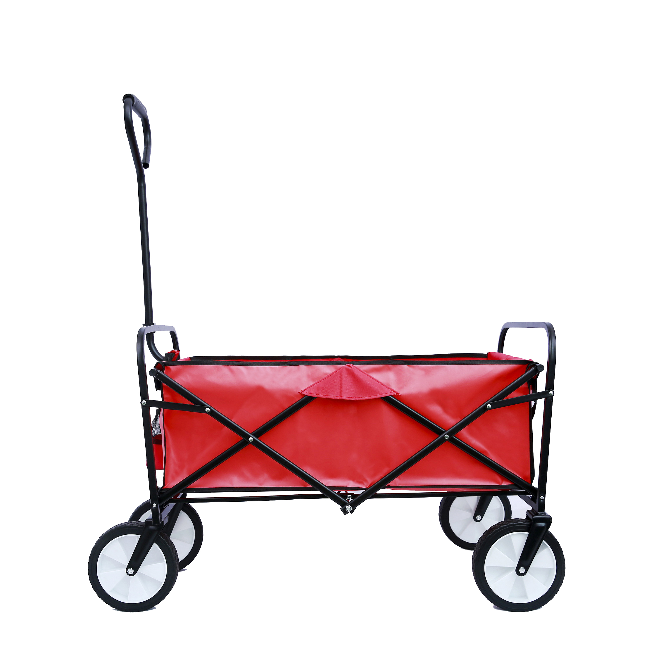 Folding Wagon Garden Shopping Beach Cart (Red)-CASAINC