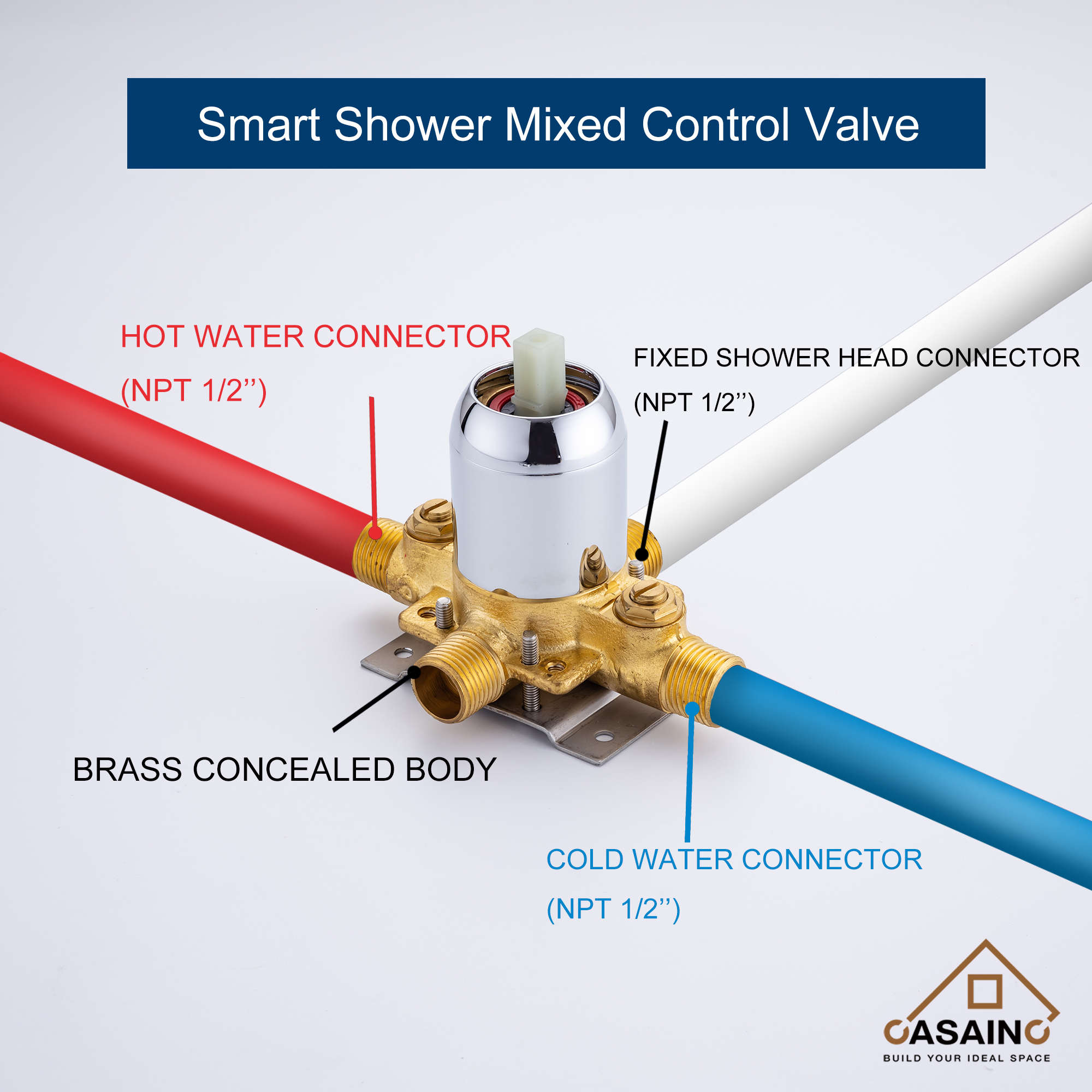 4.84inch Round Shower trim kit with pressure balanced valve-CASAINC