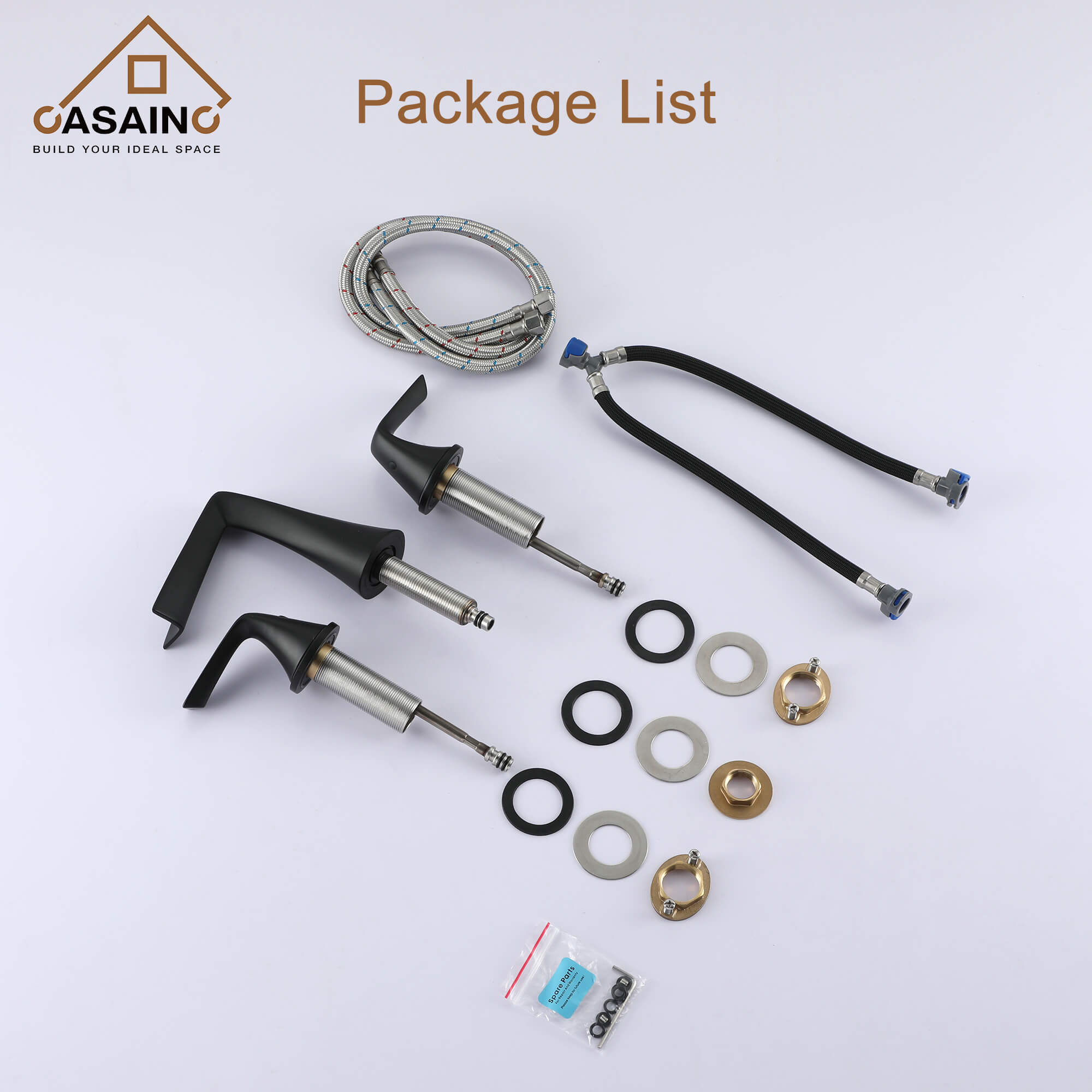 Casainc Matte Black 5.35-in 2-Handle Widespread Watersense Labelled Bathroom Sink Faucet