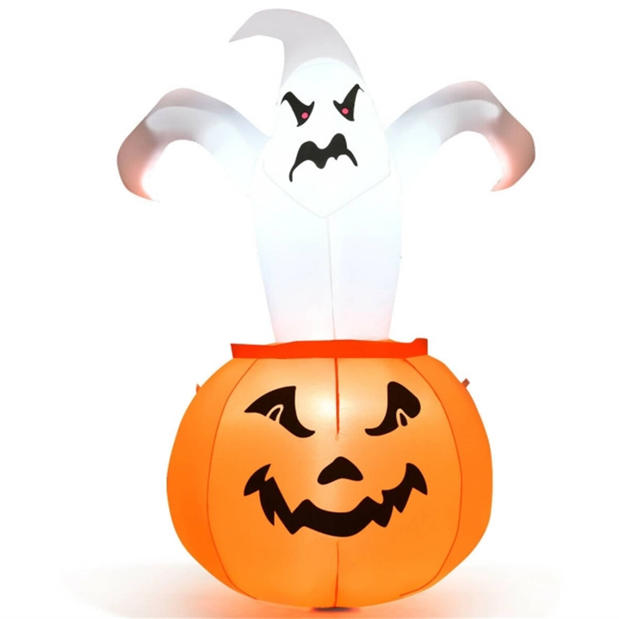 CASAINC 6 Feet Halloween Blow-Up Inflatable Ghost in Pumpkin with LED Light
