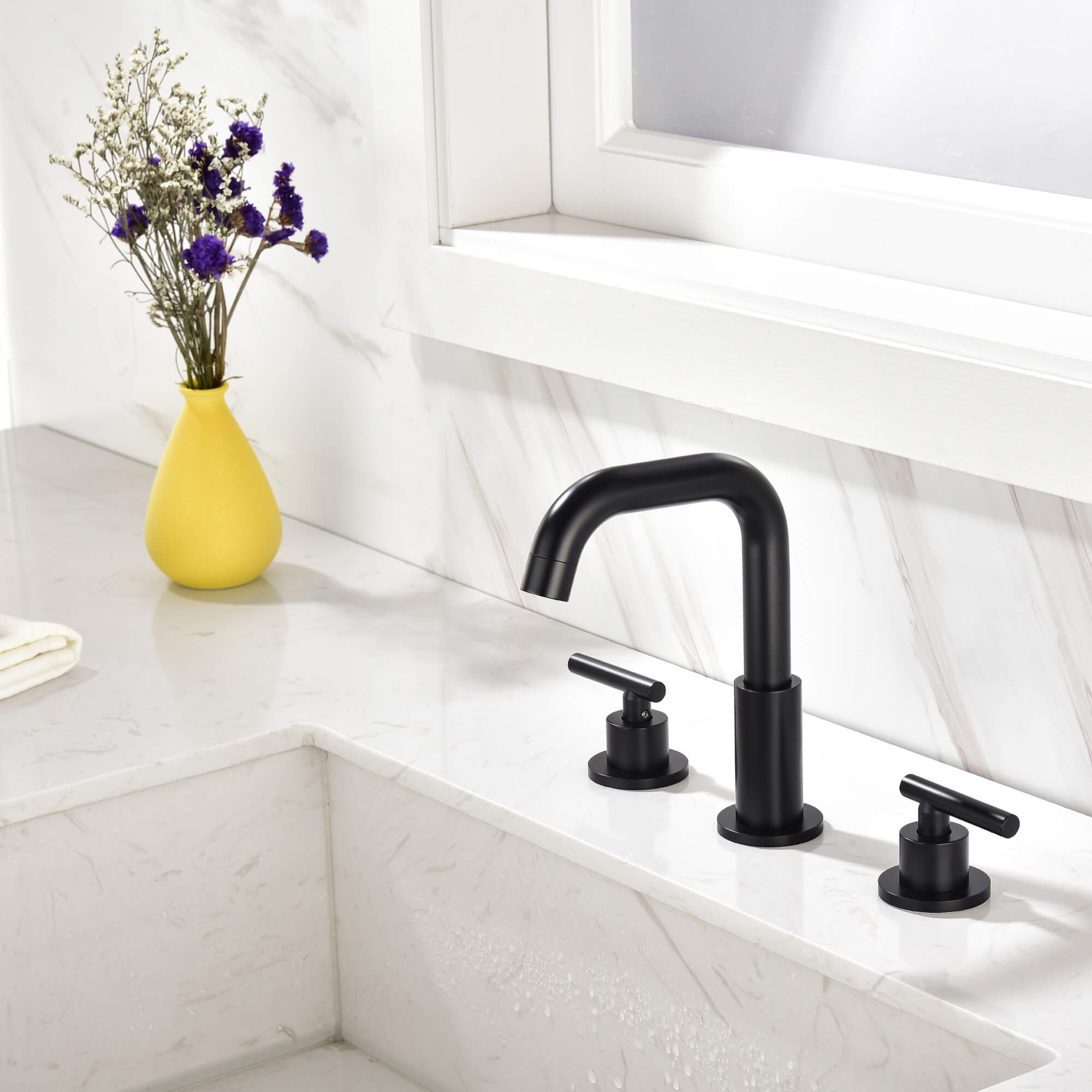 3-Hole 8 Inch Widespread 2-Handle Mid-Arc Bathroom Sink Faucet