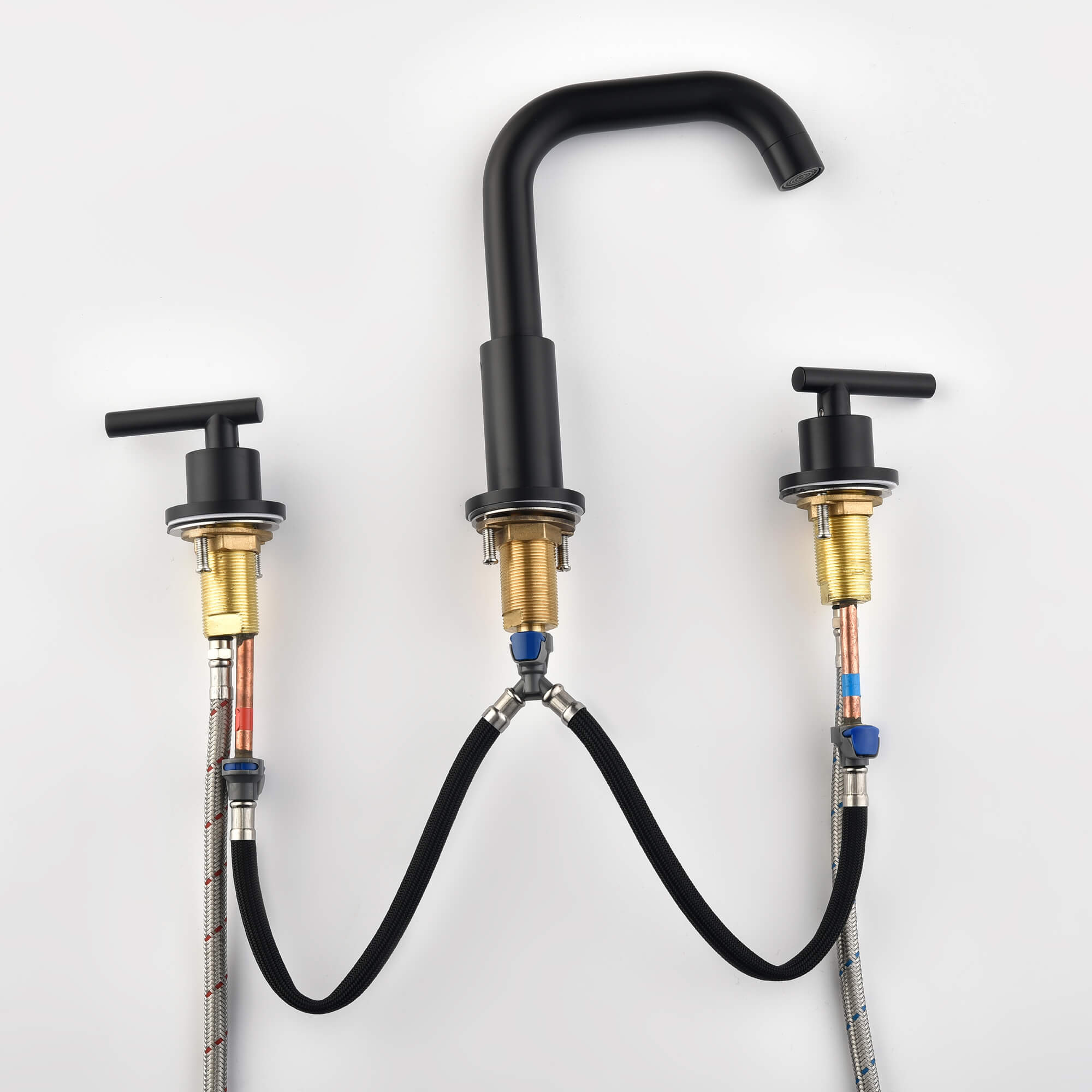 3-Hole 8 Inch Widespread 2-Handle Mid-Arc Bathroom Sink Faucet