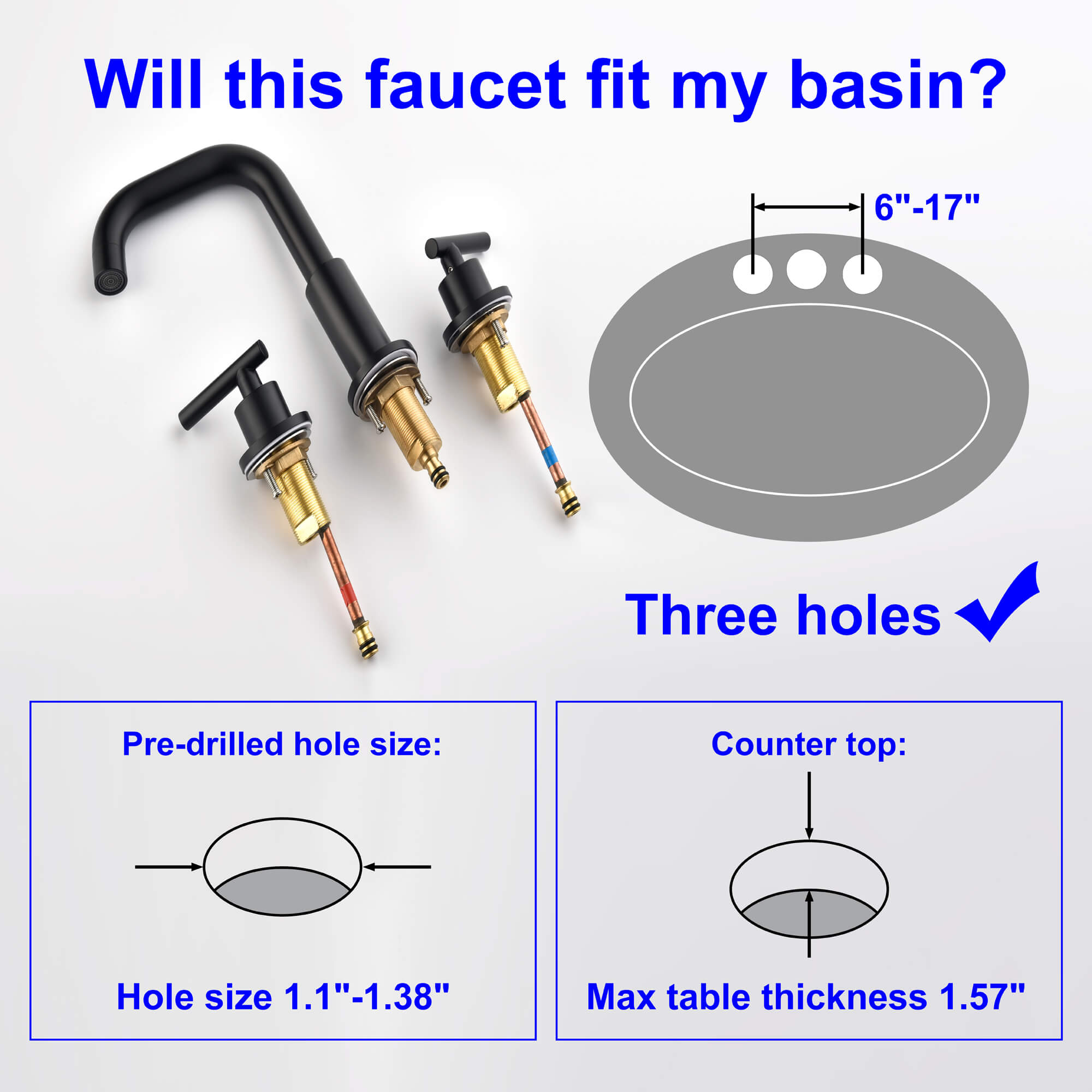 3-Hole 8 Inch Widespread 2-Handle Mid-Arc Bathroom Sink Faucet