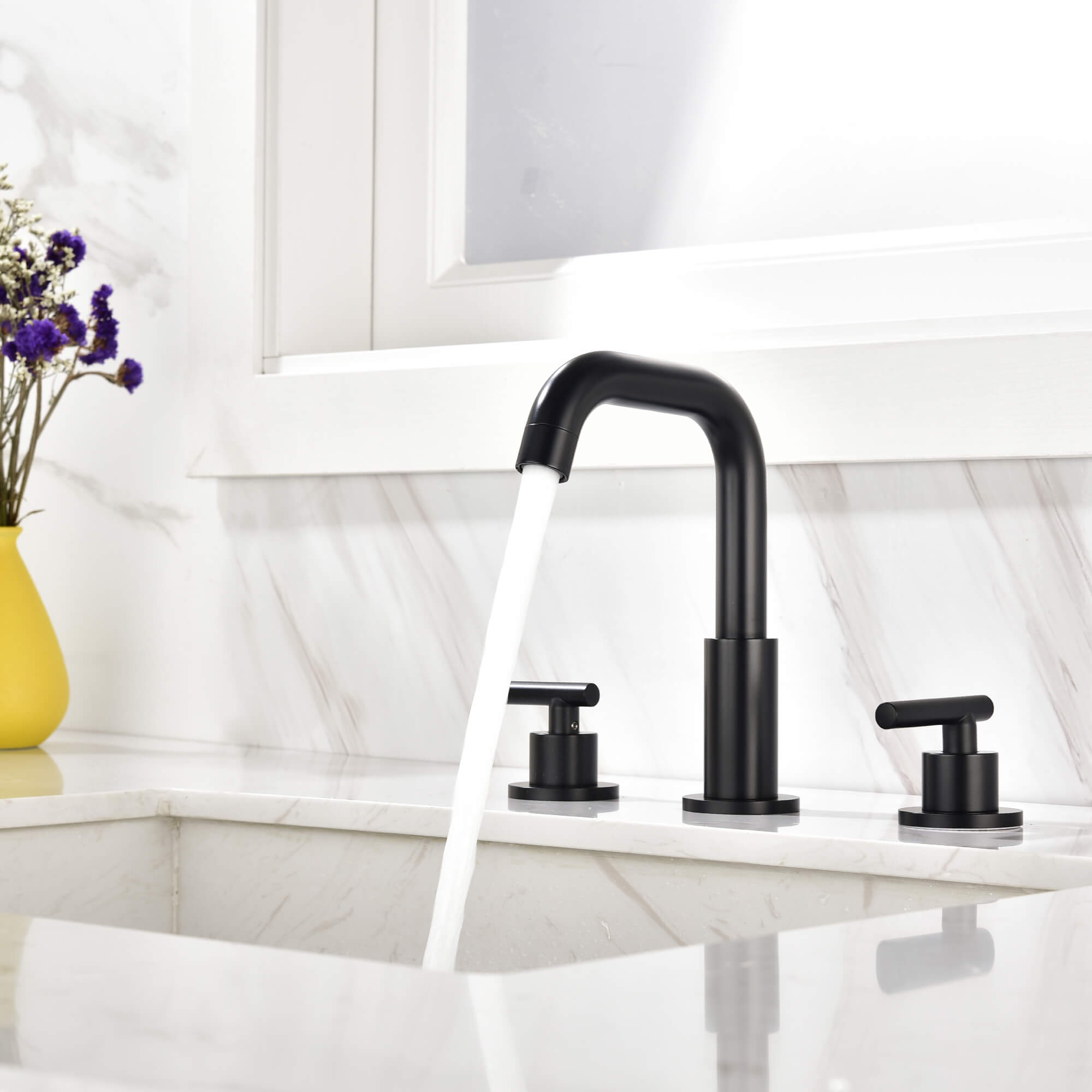 3-Hole 8 Inch Widespread 2-Handle Mid-Arc Bathroom Sink Faucet