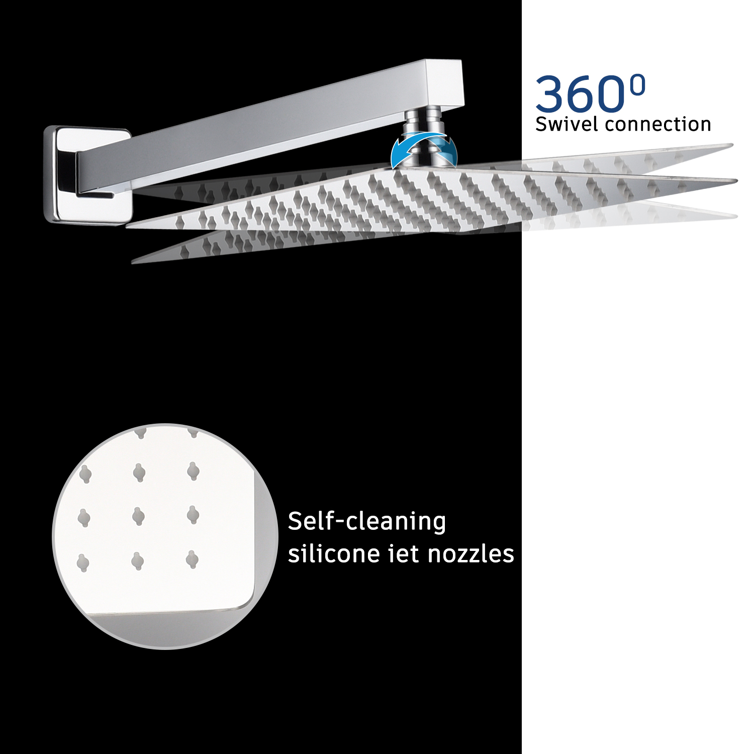 Casainc 2 Function 10" Wall Mounted Dual Shower Heads Shower System In Black