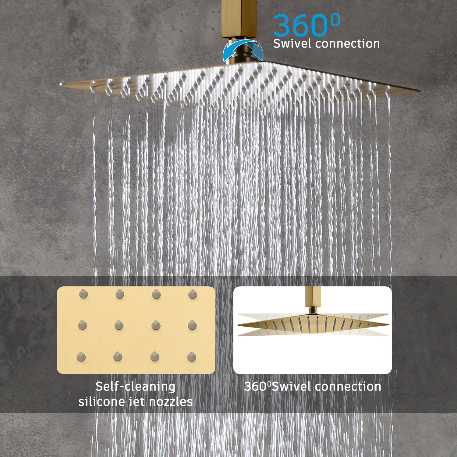 Casainc 2 Function 10" Ceiling Mount Dual Shower Heads Shower System In Black