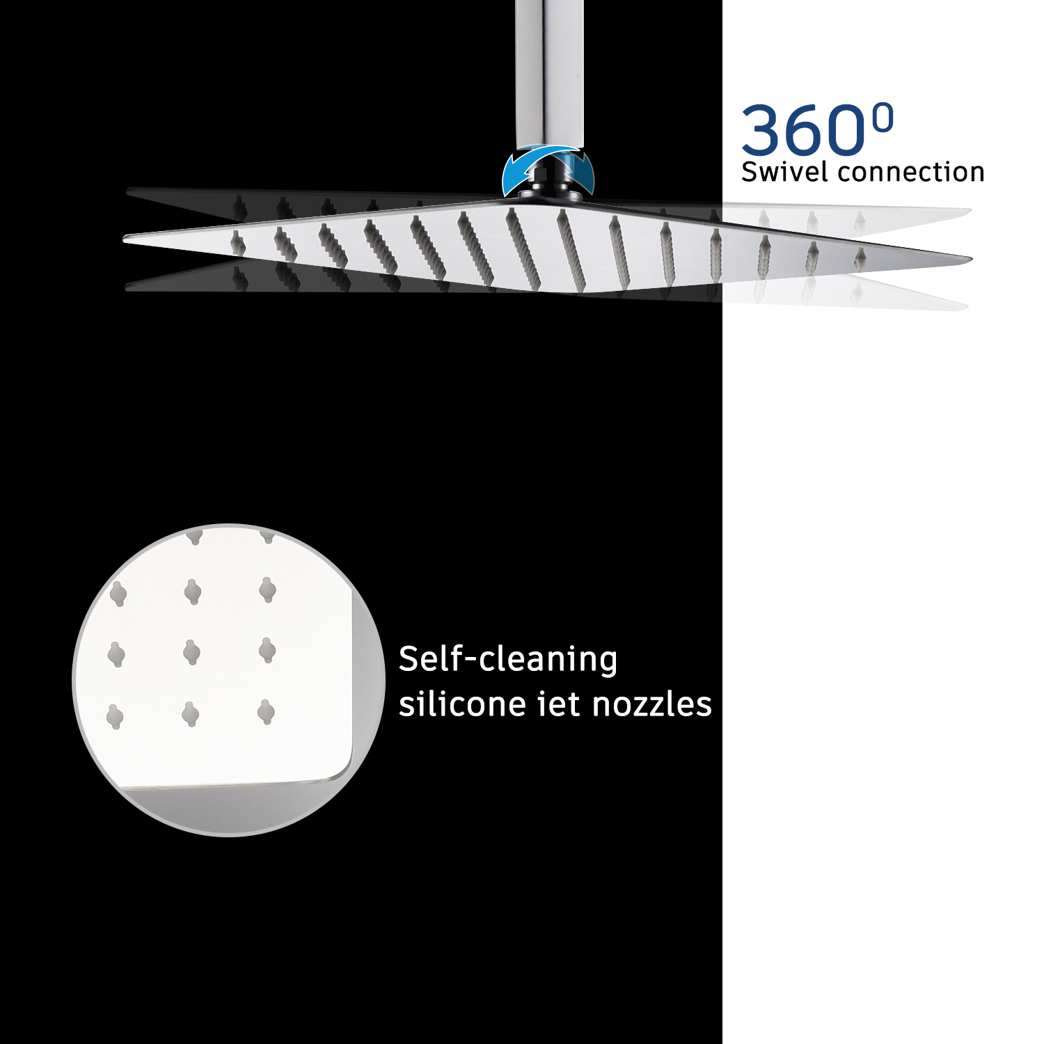 Casainc 2 Function 10" Ceiling Mount Dual Shower Heads Shower System In Black