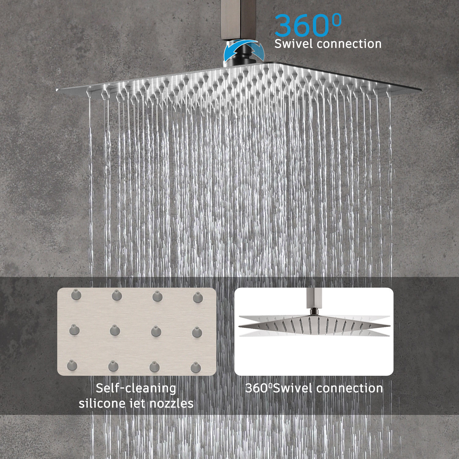 Casainc 2 Function 10" Ceiling Mount Dual Shower Heads Shower System In Black