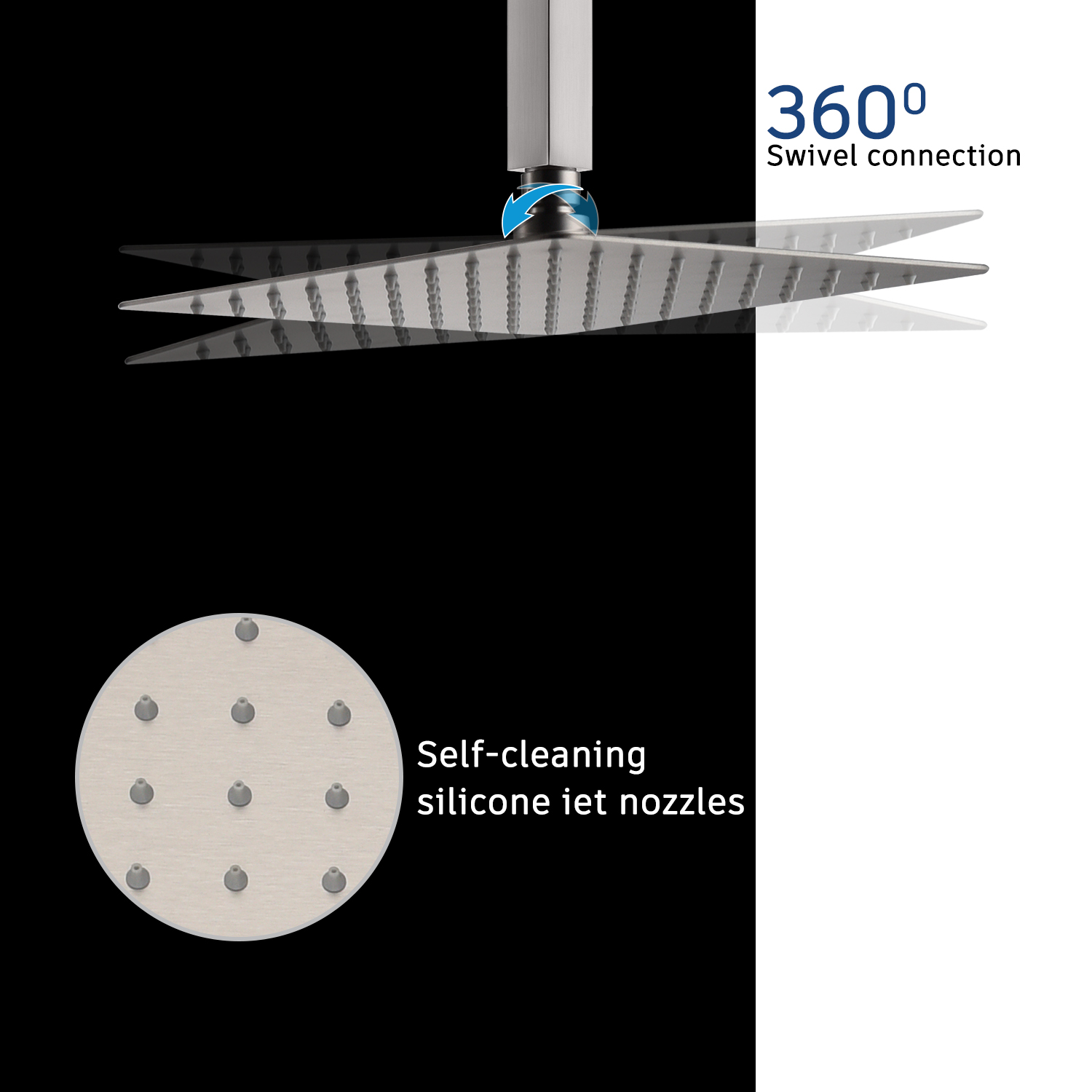 CASAINC 2 Function 10" Ceiling Mount Dual Shower Heads Shower System With Sliding Rod Shower Hand