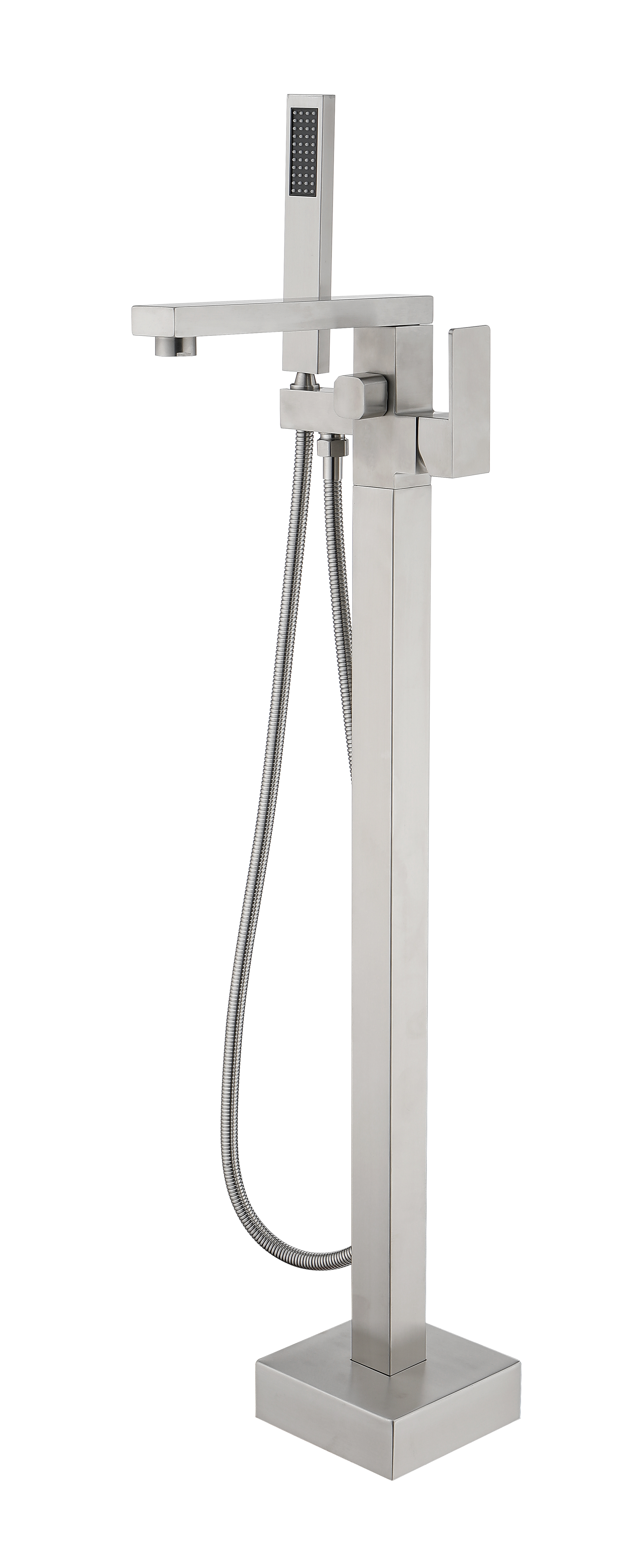 Freestanding Bathtub Faucet Tub Filler Brushed Nickel Floor Mount Bathroom Faucets Brass Single Handle with Hand Shower-CASAINC