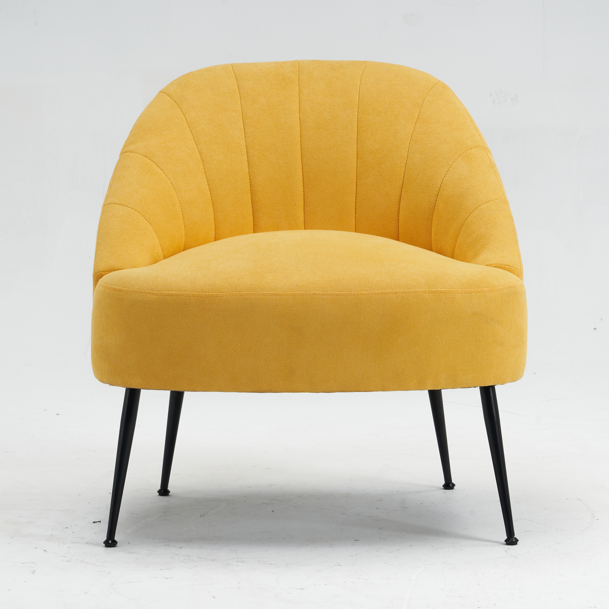 Yellow Fabric accent chair with black metal legs for living room-CASAINC