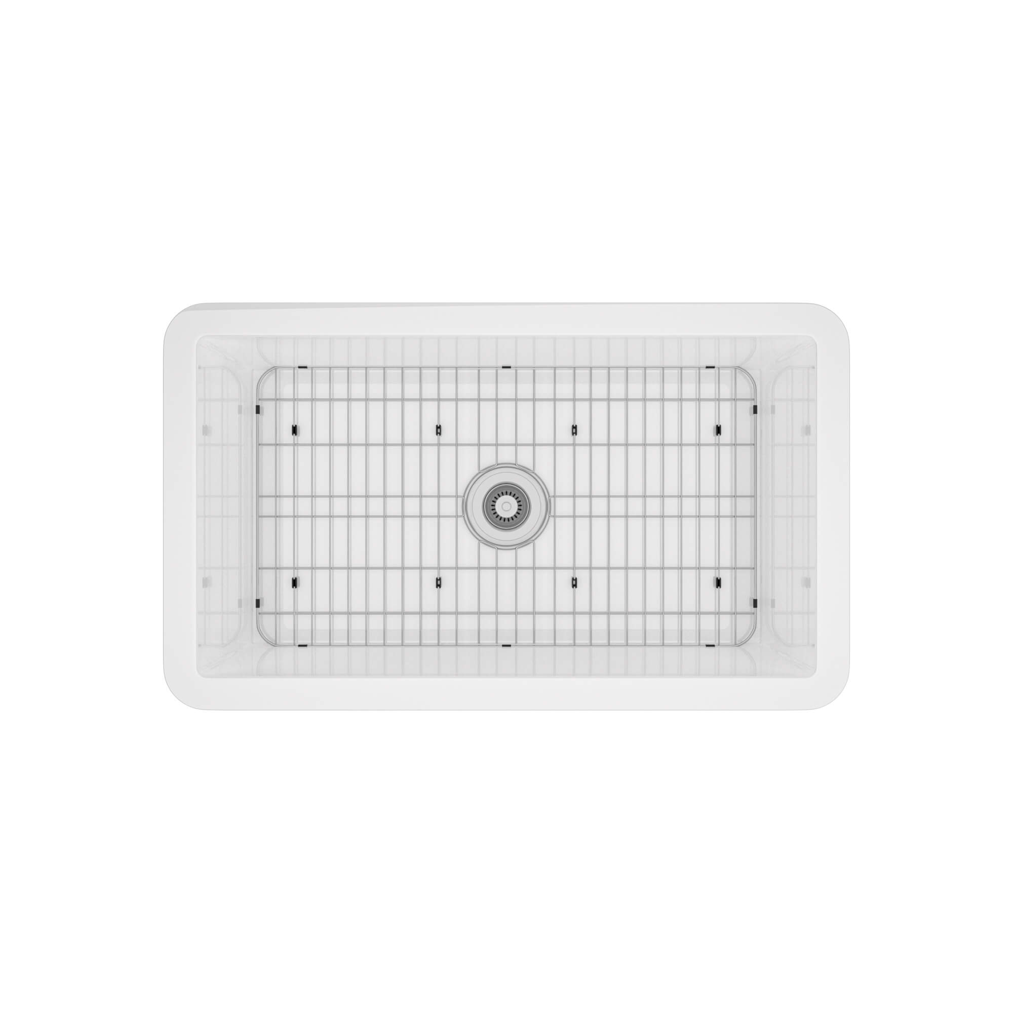 32 in. Undermount Single Bowl Fireclay Kitchen Sink with Grid and Drainer With cUPC Certified, in Glossy White/Matte Black/Matte Gray