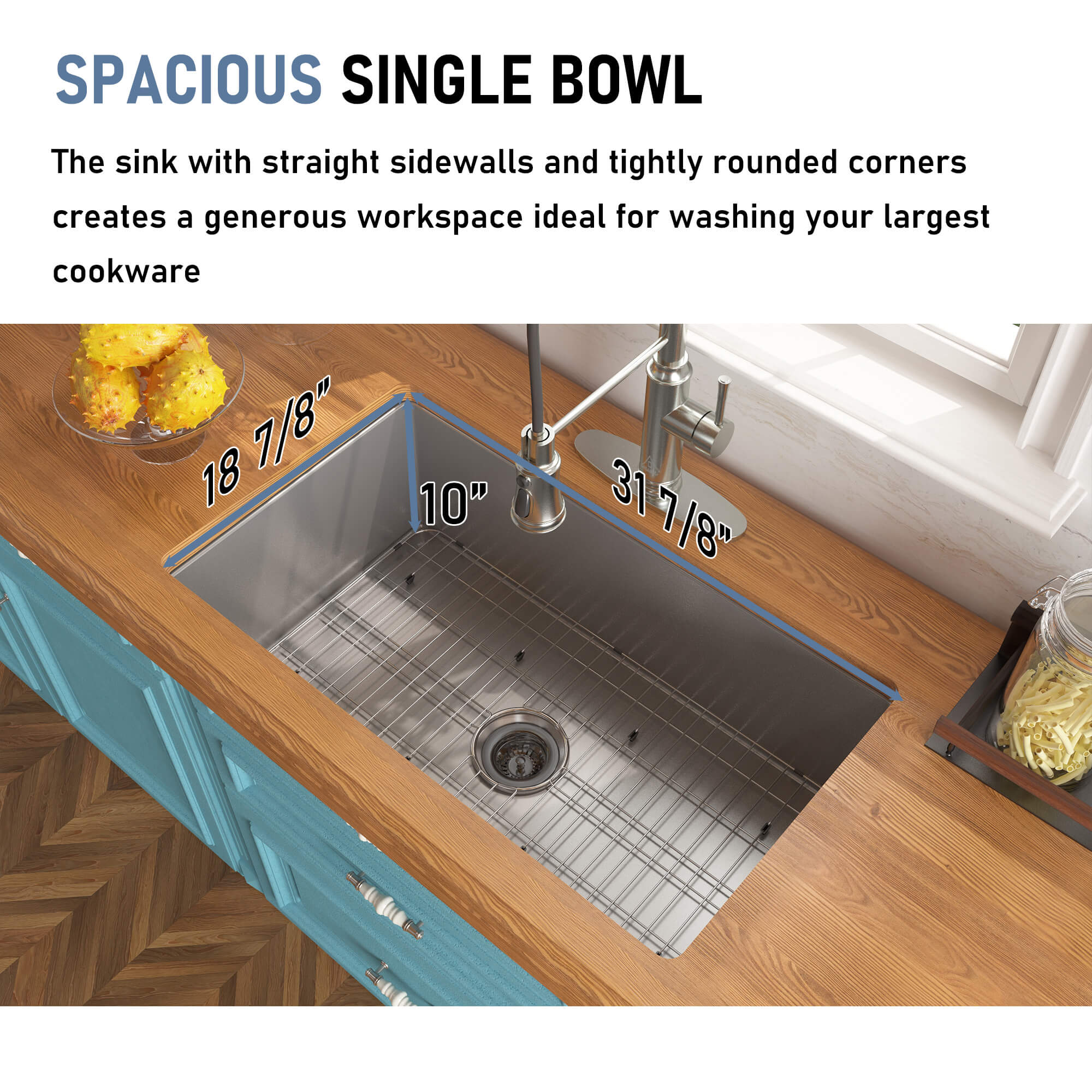 32 in. Undermount Single Bowl Fireclay Kitchen Sink with Grid and Drainer With cUPC Certified, in Glossy White/Matte Black/Matte Gray