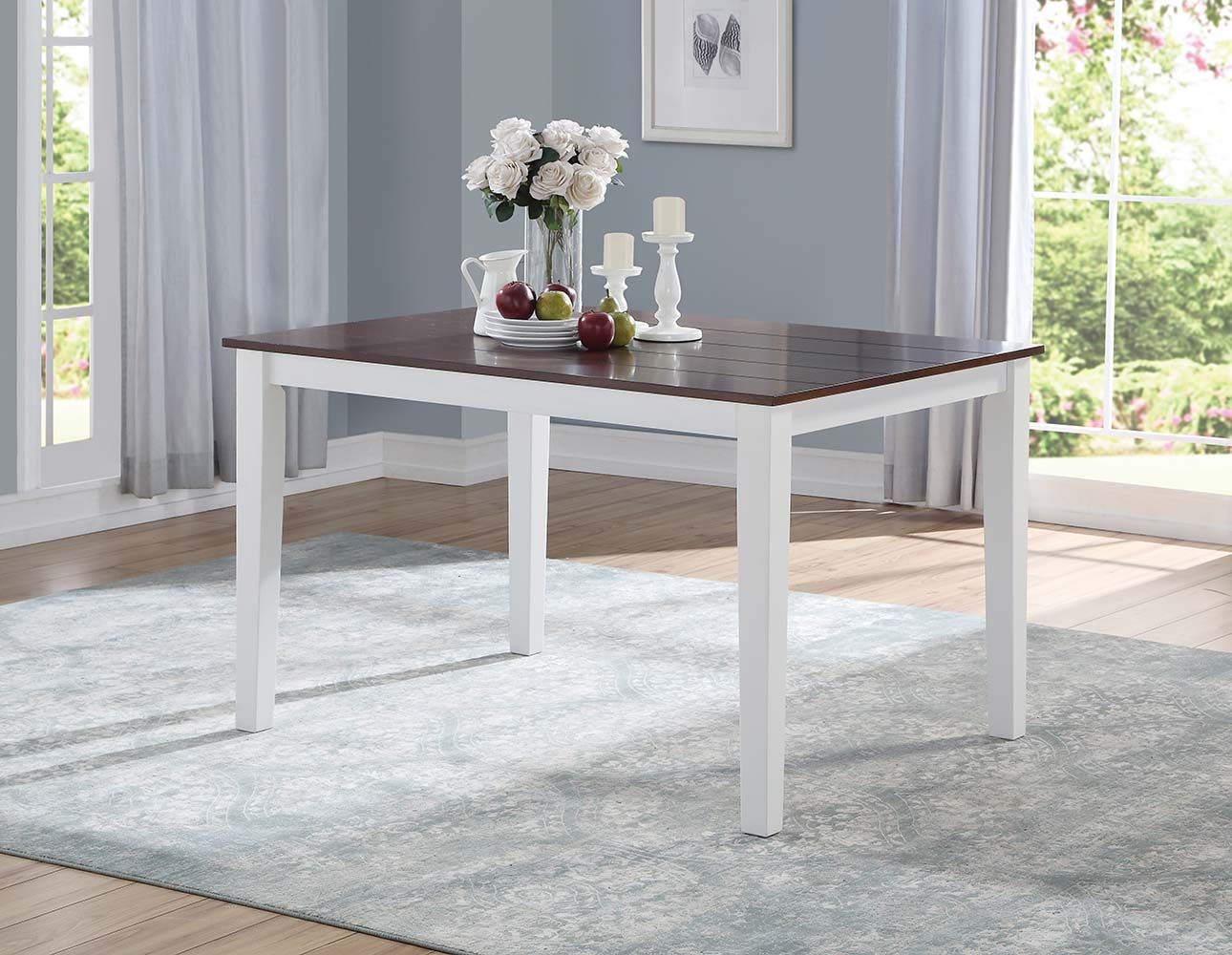 ACME Green Leigh Dining Table, White Walnut
