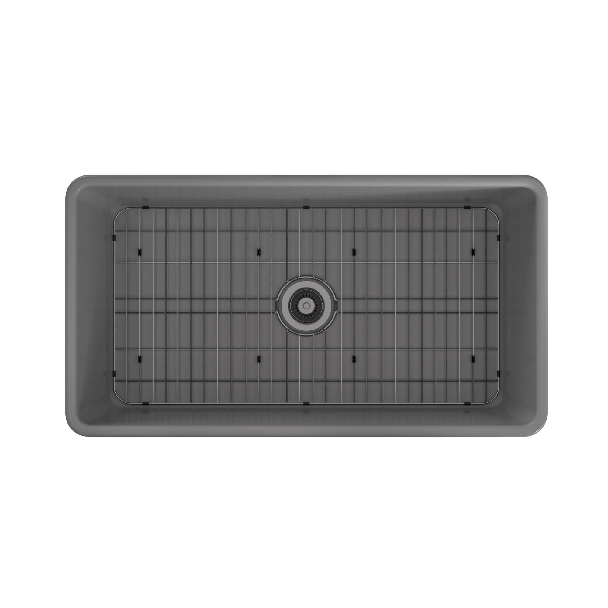 33 in. Single Bowl Fireclay Farmhouse Apron Kitchen Sink with Striped Design Reversible Installation, with Grid and Drainer, cUPC Certified, in White/Black/Gray