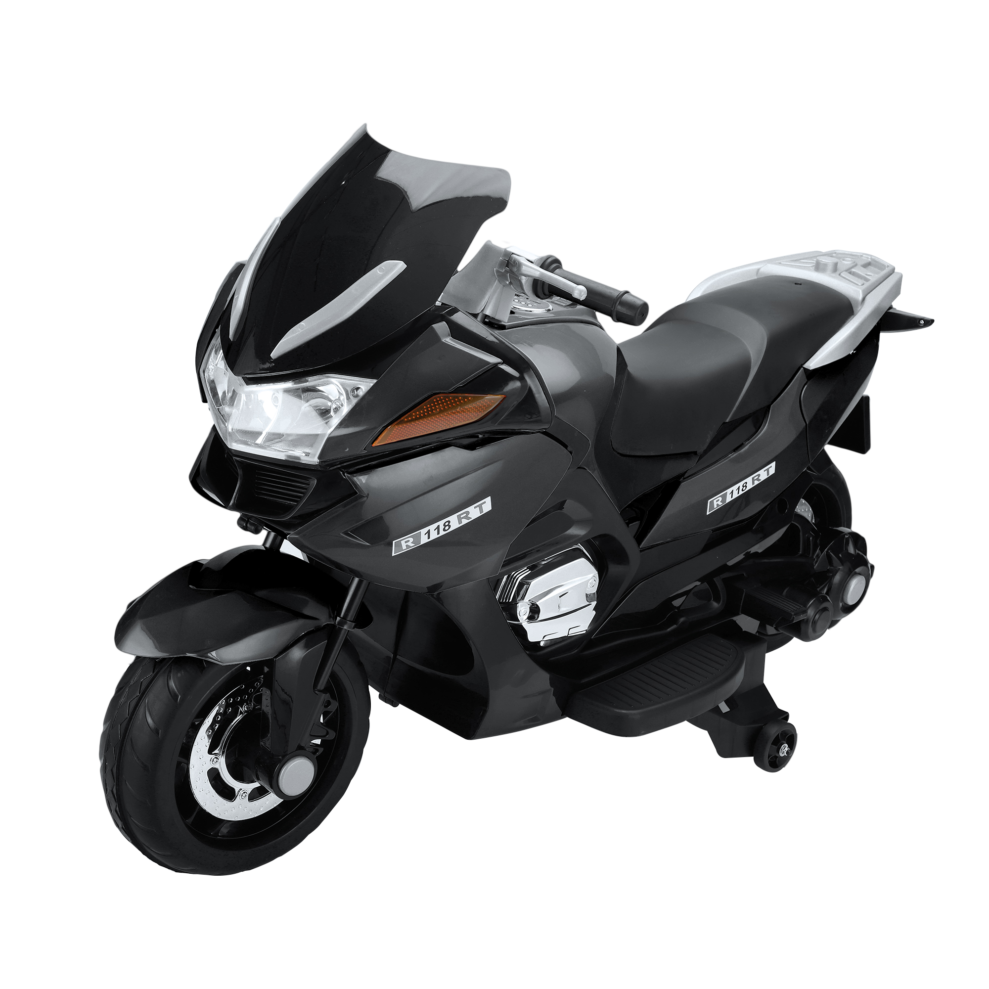 12V Electric Battery Powered Kids Ride On Motorcycle - black-CASAINC
