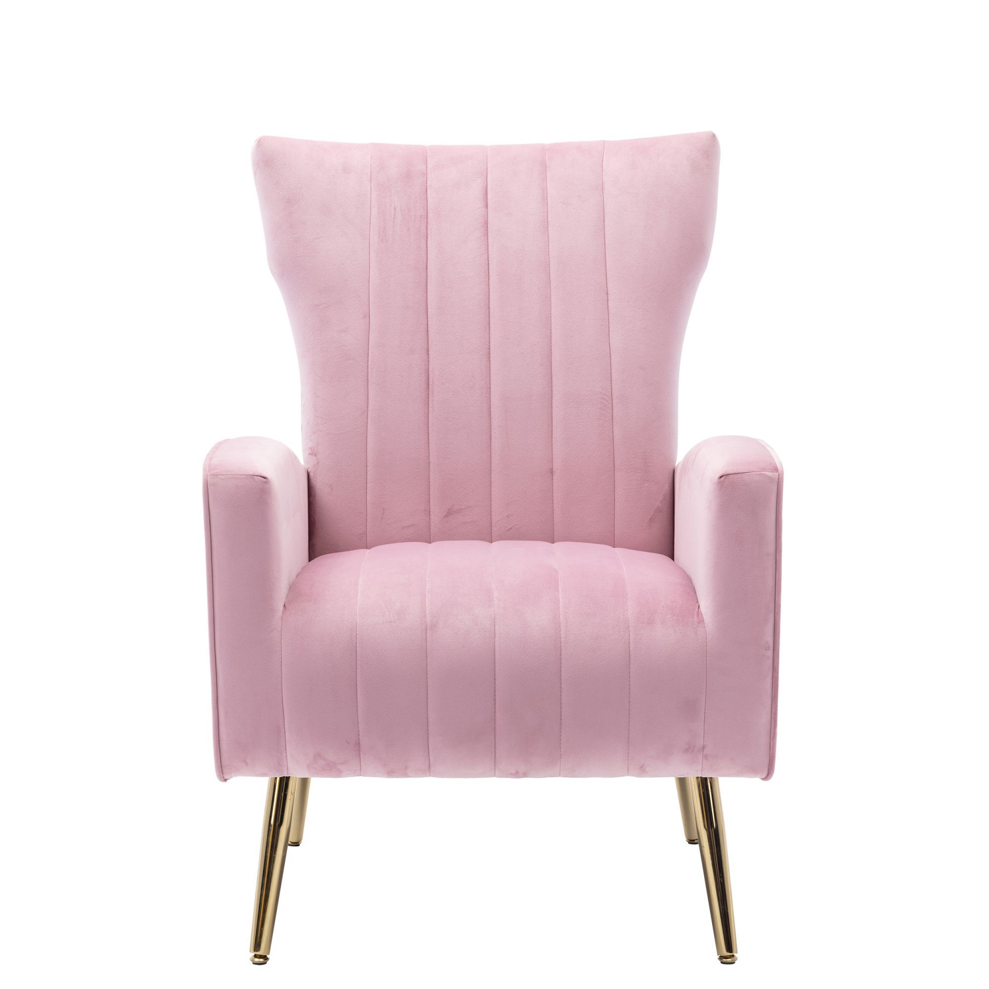 Modern upholstered armchair anchored with lustrous gold finished legs-CASAINC
