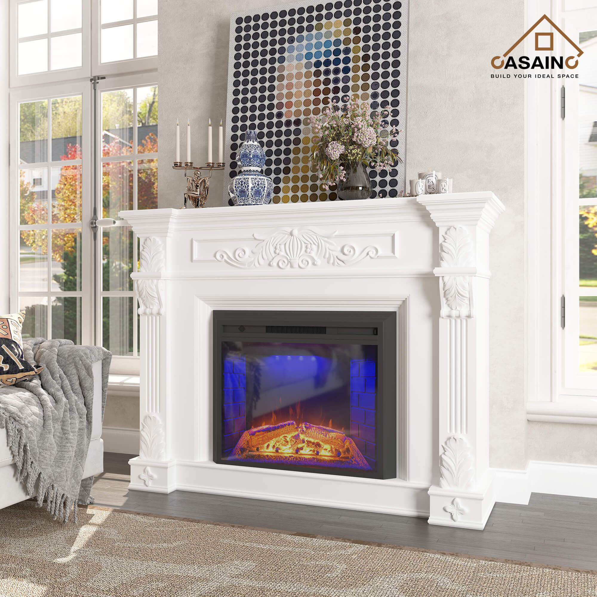 36 Inches Electric Fireplace Insert, Fireplace Heater with Overheating  Protection, Black