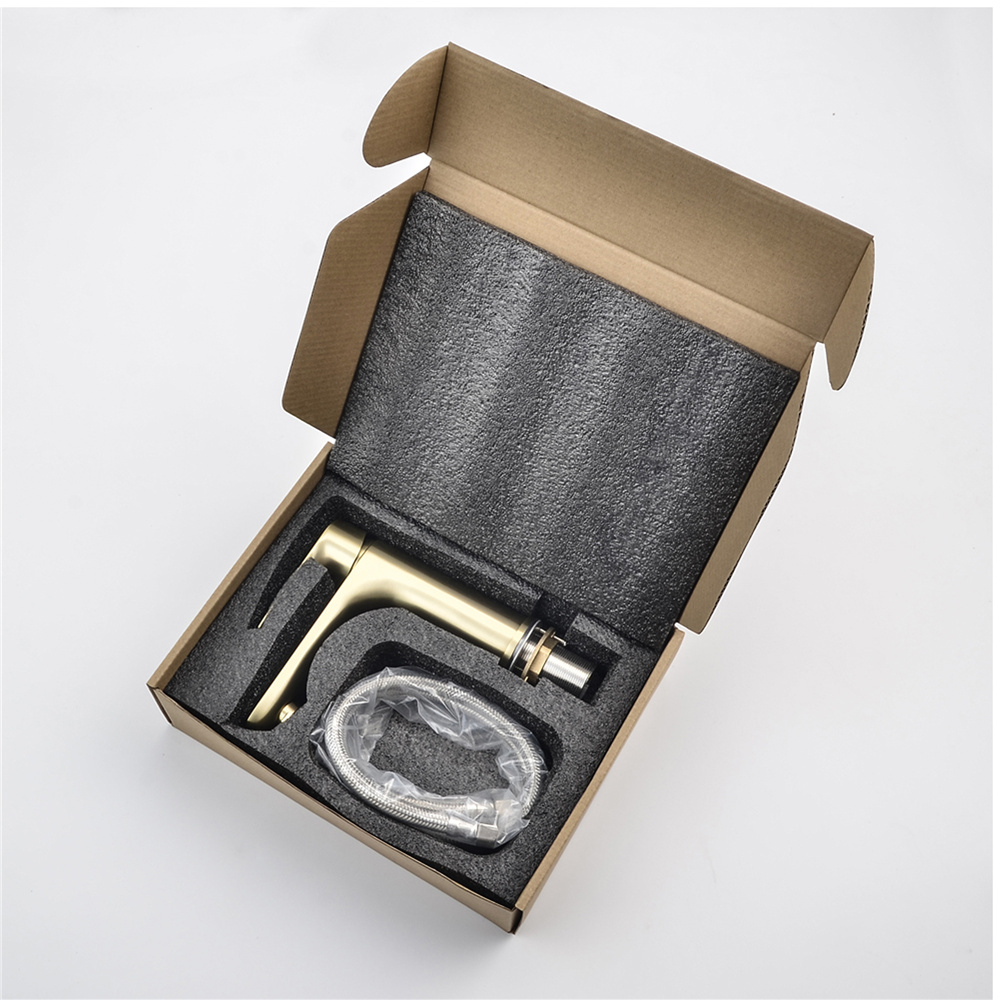 Casainc Single-Handle Bathroom Sink Faucet in Brushed Gold with Water Supply Lines-CASAINC