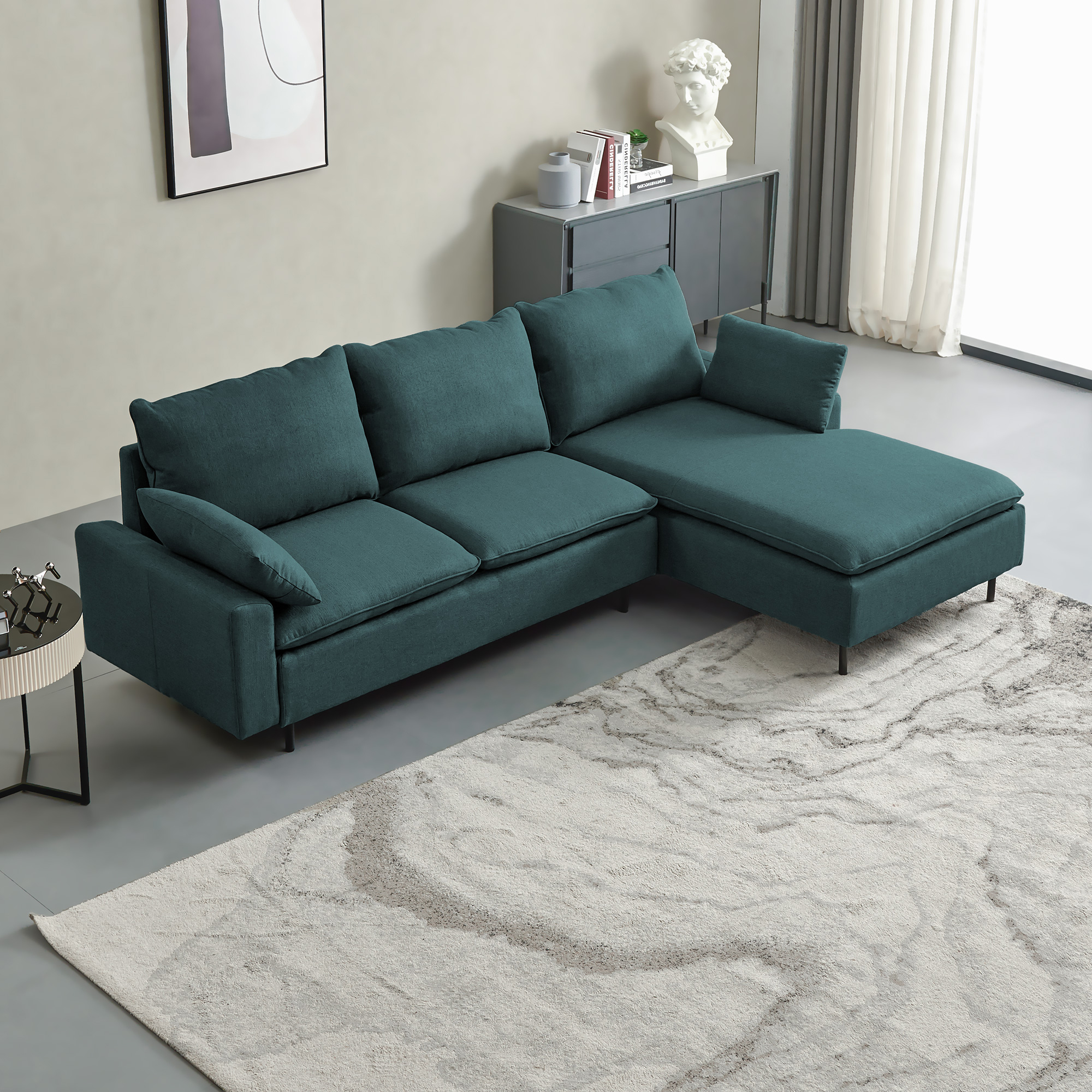 L-Shaped linen sectional sofa with left chaise,Emerald-CASAINC
