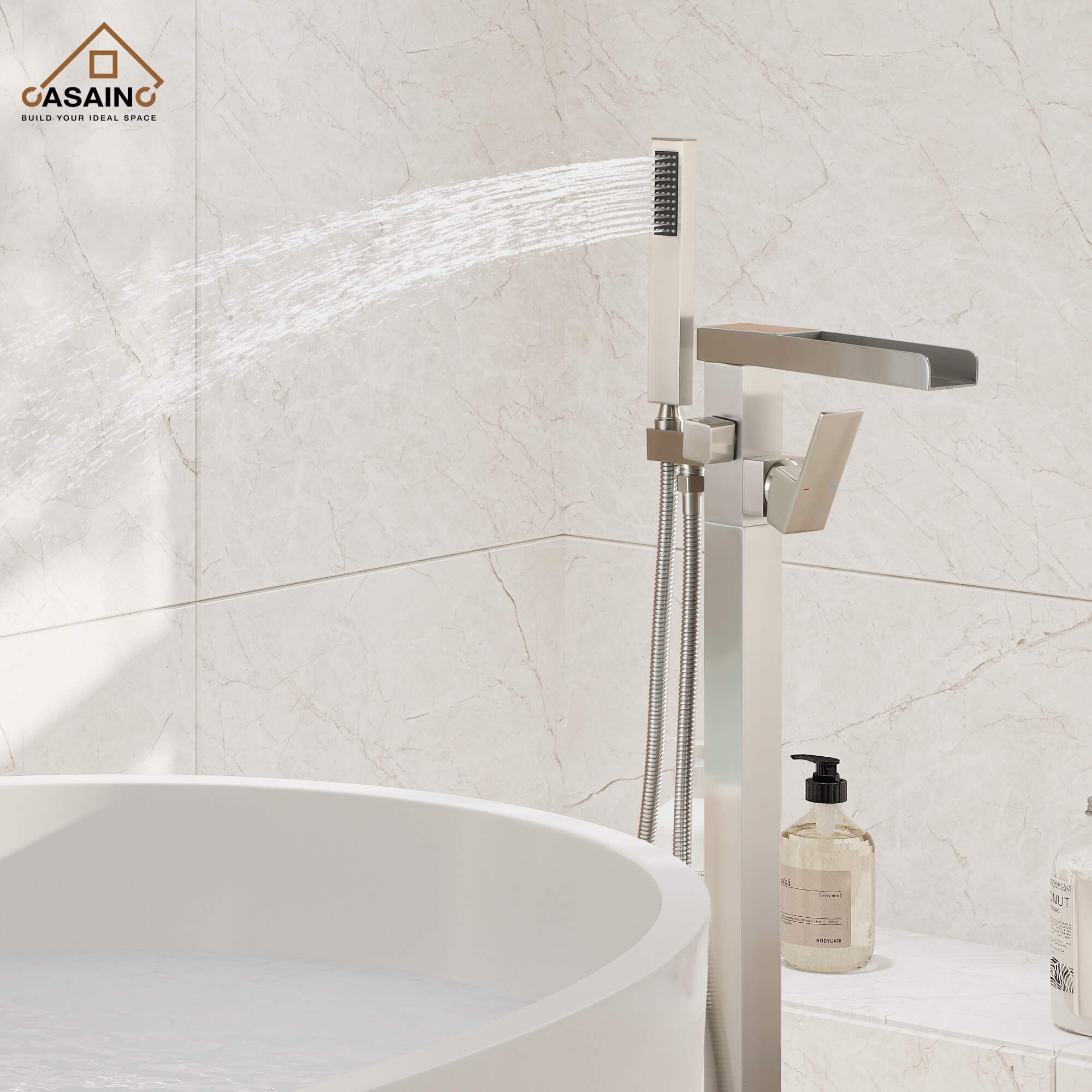 CASAINC 1-Handle Freestanding Bathtub Faucet with Hand Shower