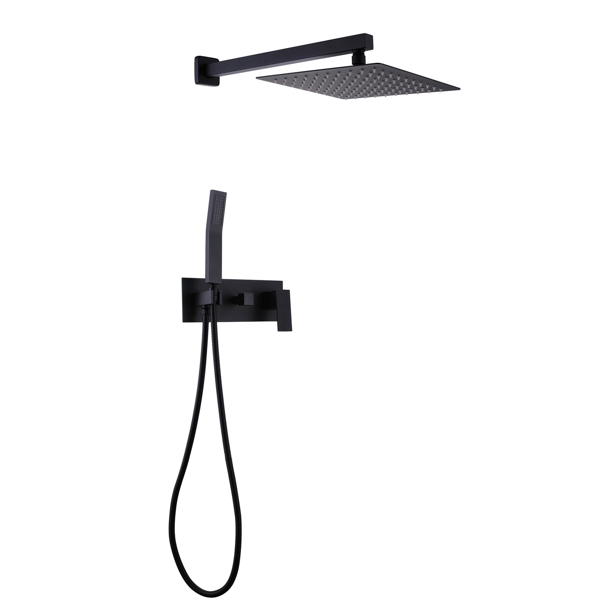 Trustmade 12 Inches Matte Black Shower System Bathroom Luxury Rain Mixer Shower Combo Set Wall Mounted Rainfall Shower Head System, Rough-in Valve Body and Trim Included - 2W01-CASAINC