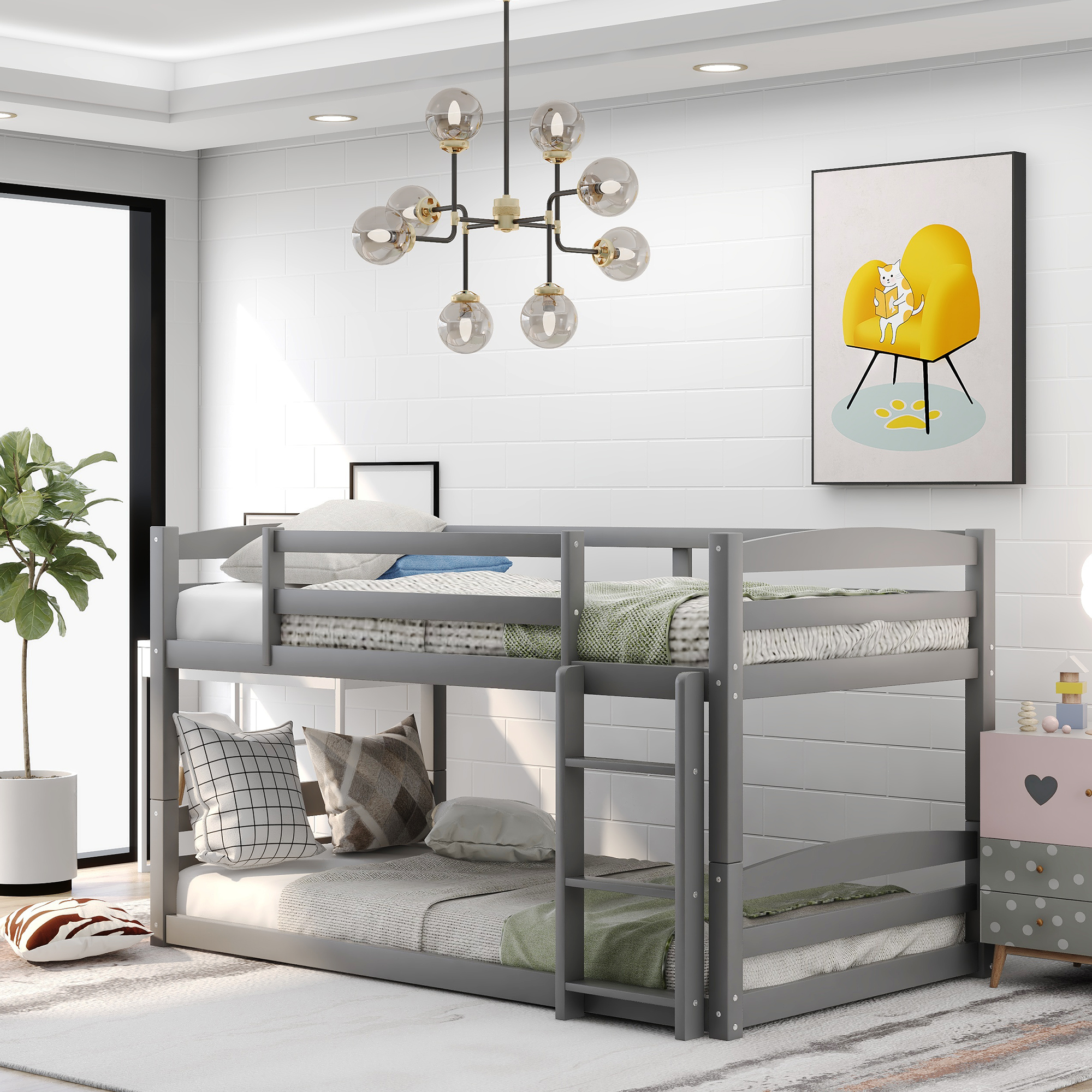 Twin over Twin Bunk Bed, Separable, Gray(old SKU: SM000089AAE）-CASAINC