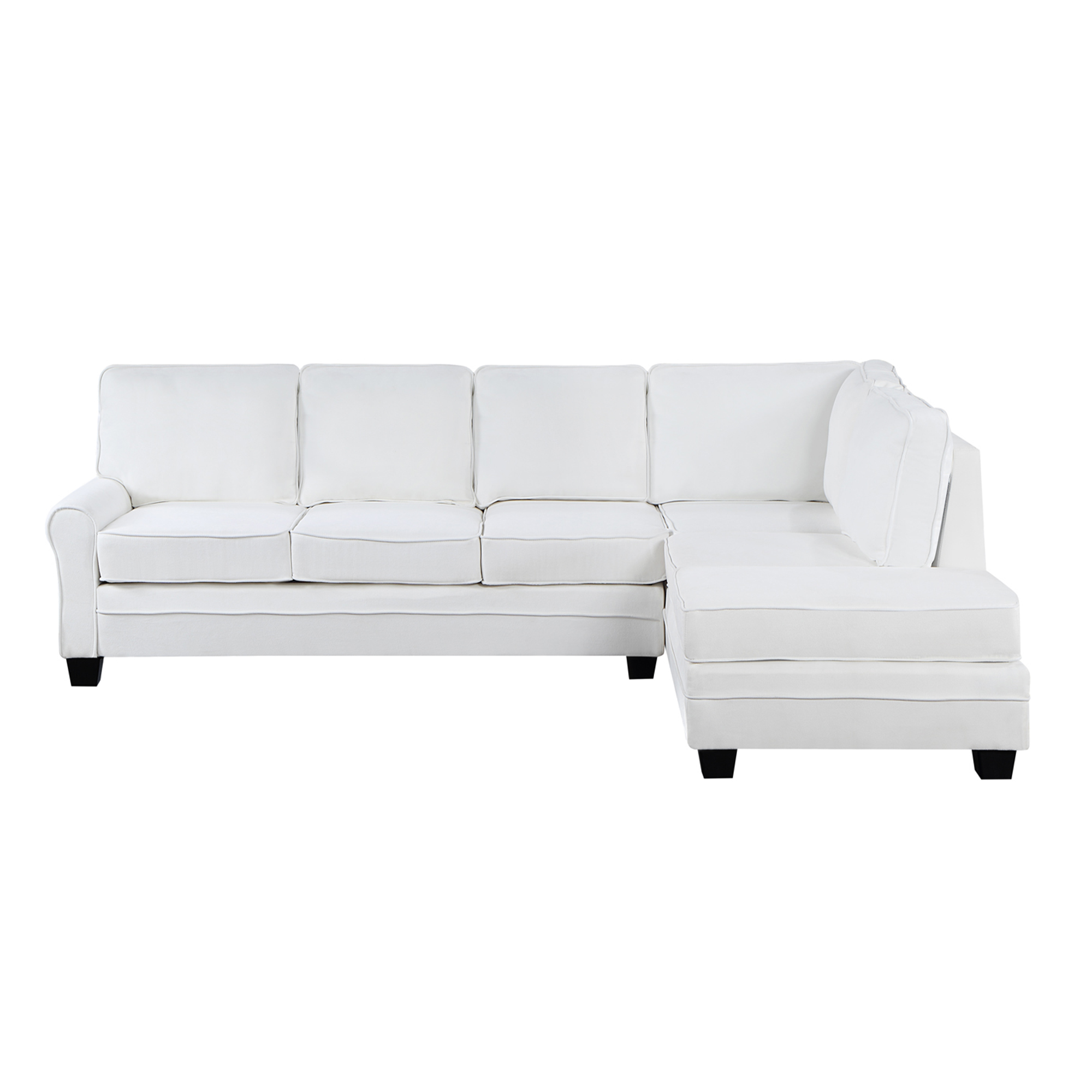 Orisfur. Reversible Sectional Sofa, Modern Linen Upholstered Sofa Couch with Scrolled Arm for Living Room Space-CASAINC