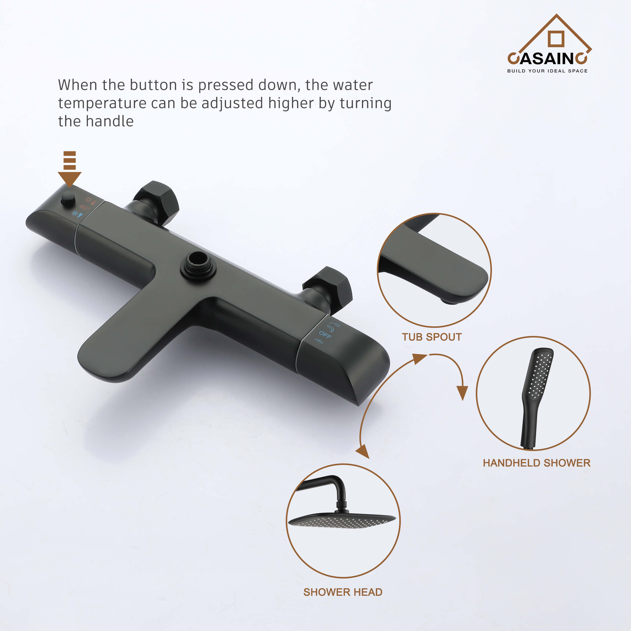 CASAINC Shower System in Matte Black