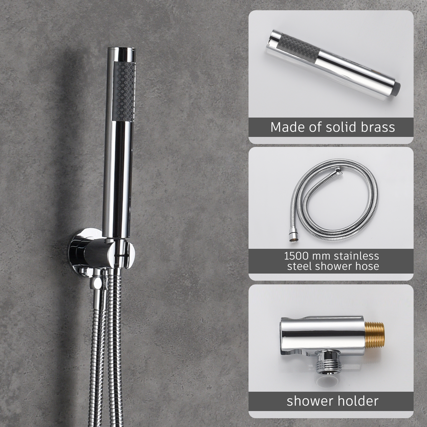 Casainc Round 3 Functions Wall Mount Dual Shower Heads Shower System In Black