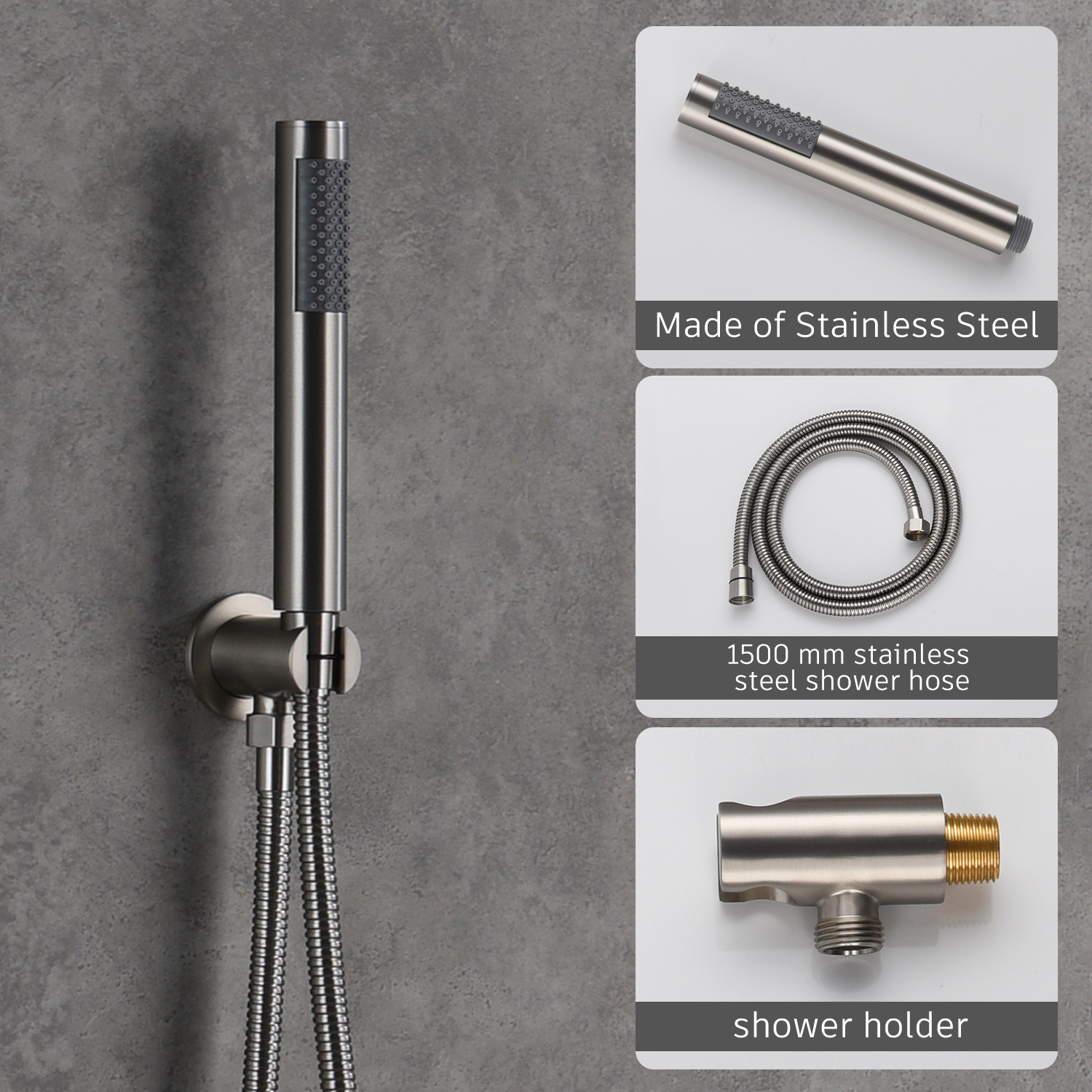 Casainc Round 3 Functions Wall Mount Dual Shower Heads Shower System In Black