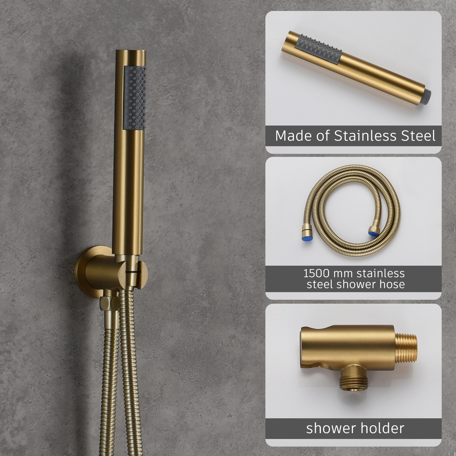 Casainc Round 3 Functions Wall Mount Dual Shower Heads Shower System In Black