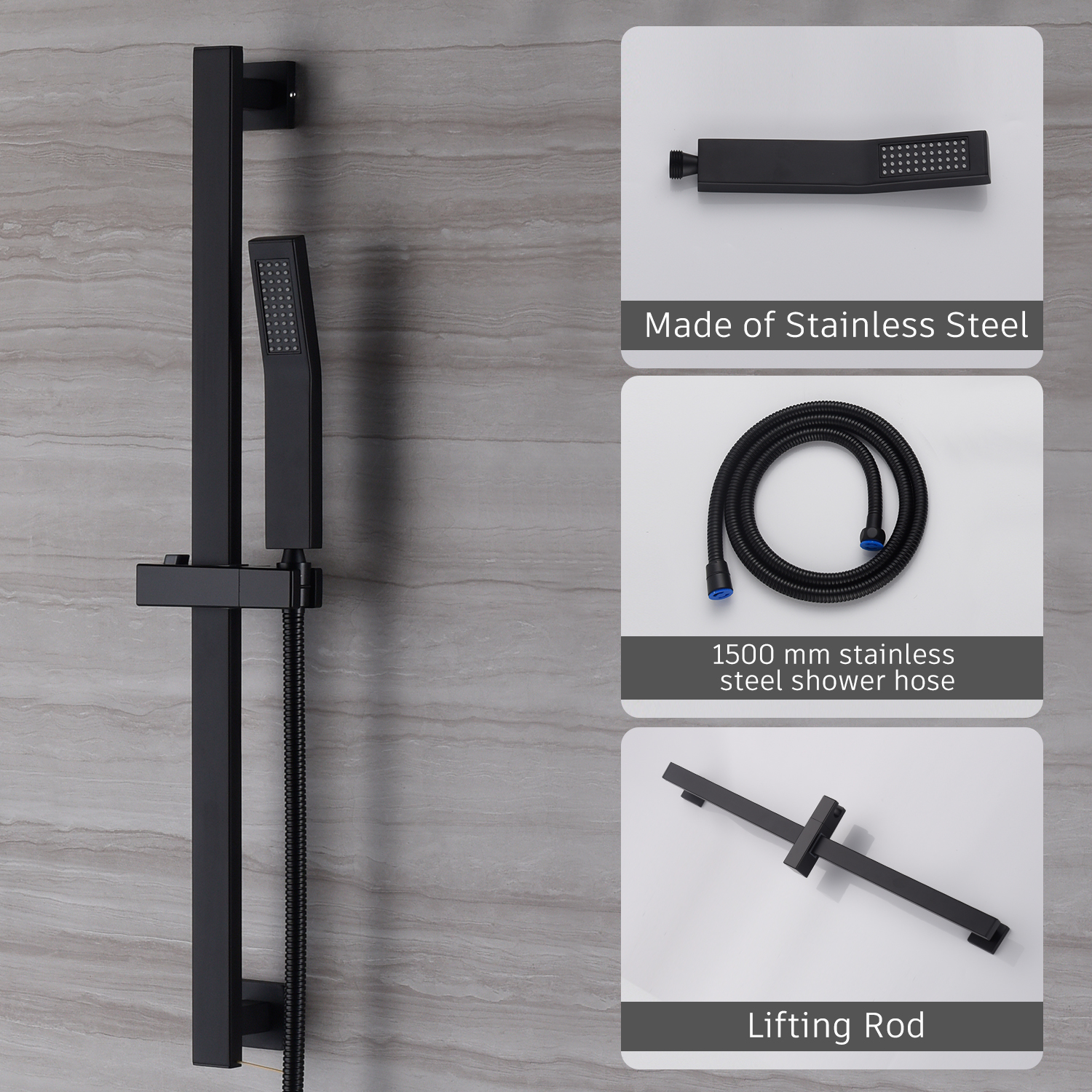 CASAINC 2 Function 10" Ceiling Mount Dual Shower Heads Shower System With Sliding Rod Shower Hand